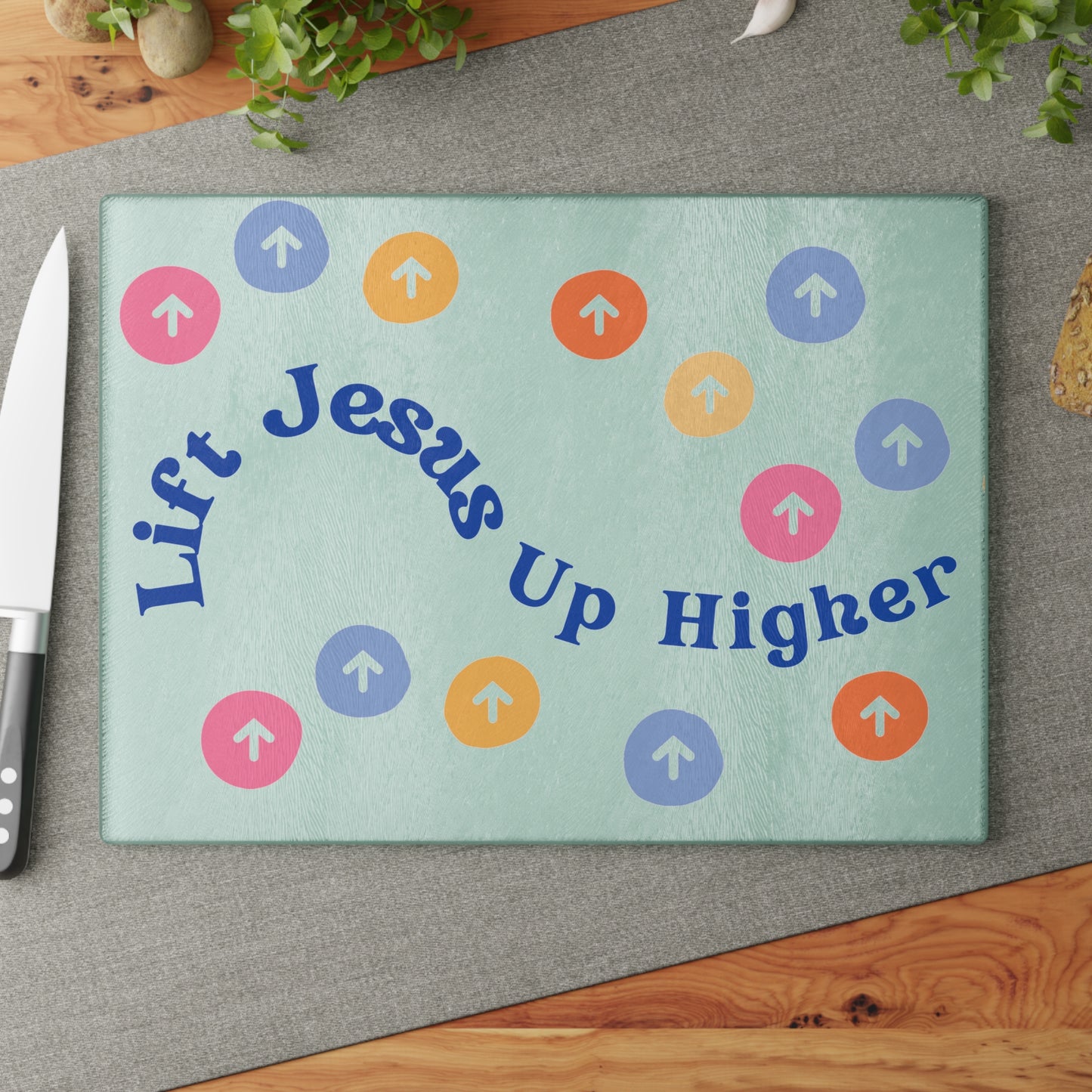 Lift Jesus up higher Glass Cutting Board