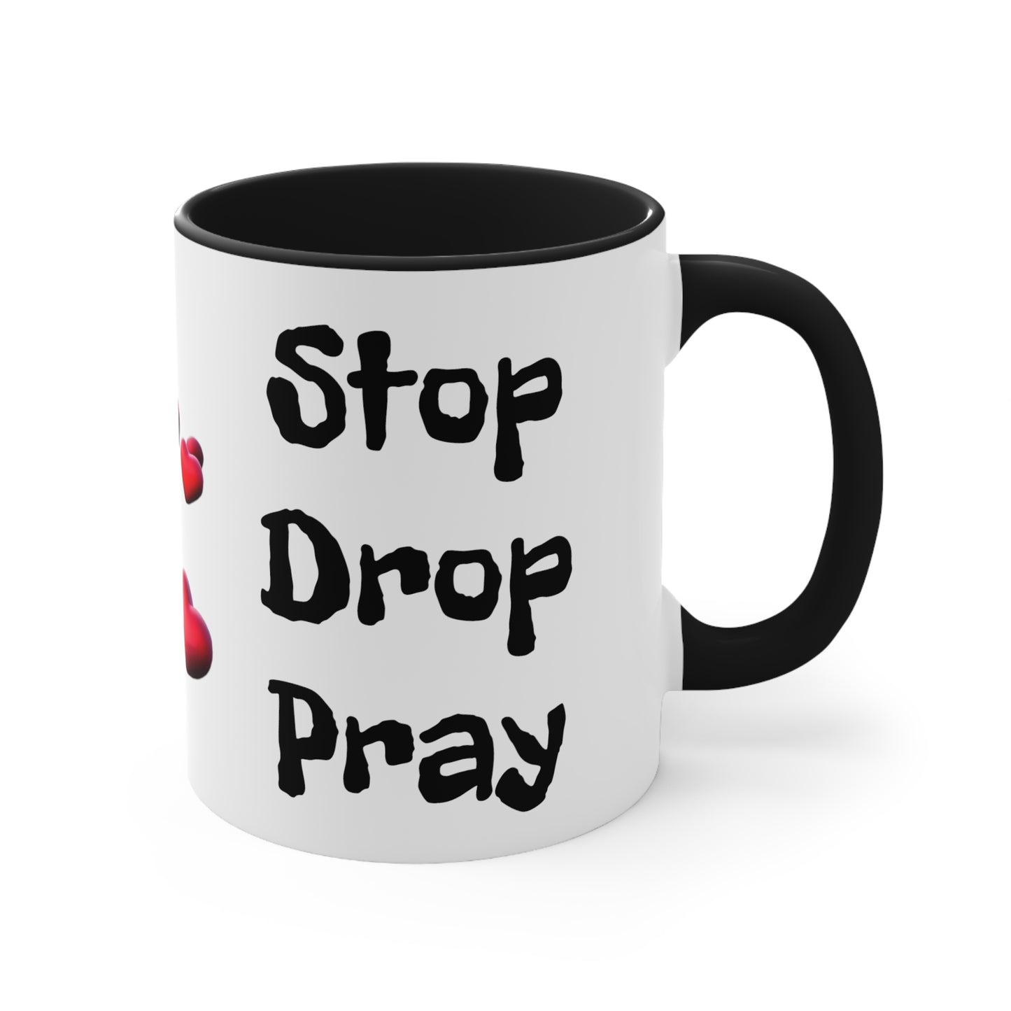 STOP DROP PRAY Accent Coffee Mug, 11oz