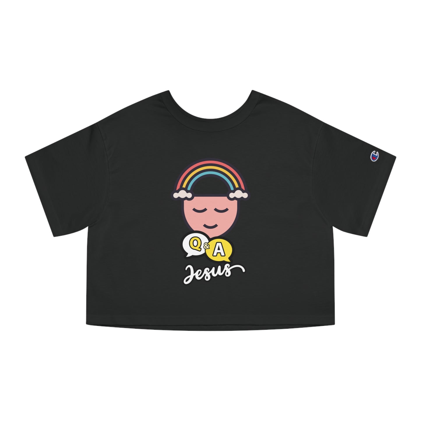 Jesus Q&A Rainbow Peace Crop Tee