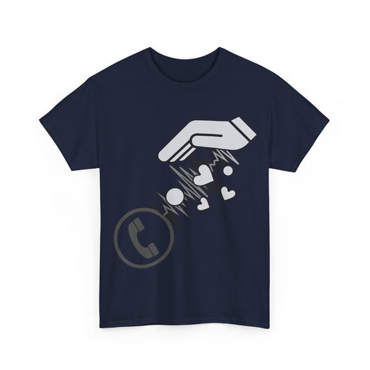 Unisex Heavy Cotton Tee with Phone Icon and Sound Waves Graphic - "Pouring Love from Above"