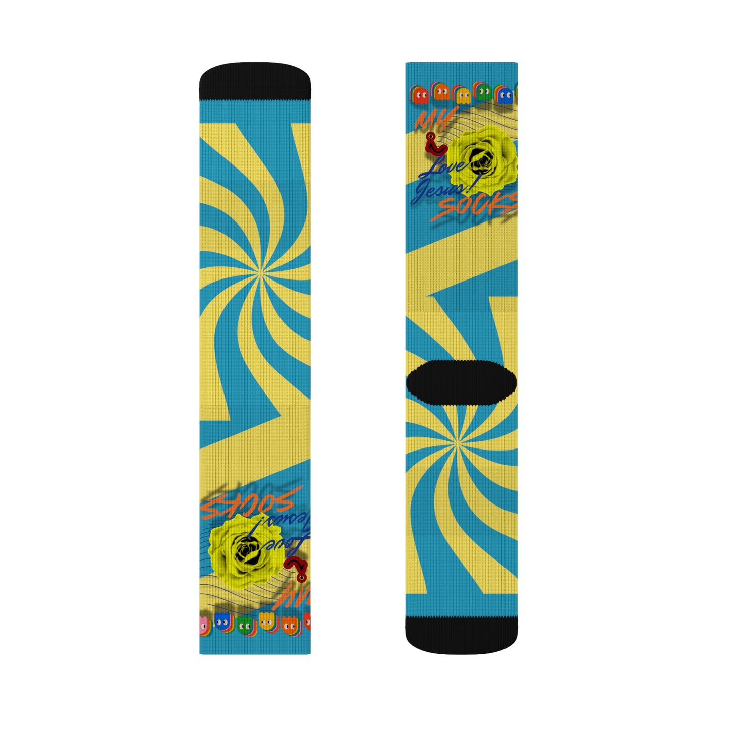 Blessedfootprints "I Love Jesus" Pac-Man Tie-Dye Socks