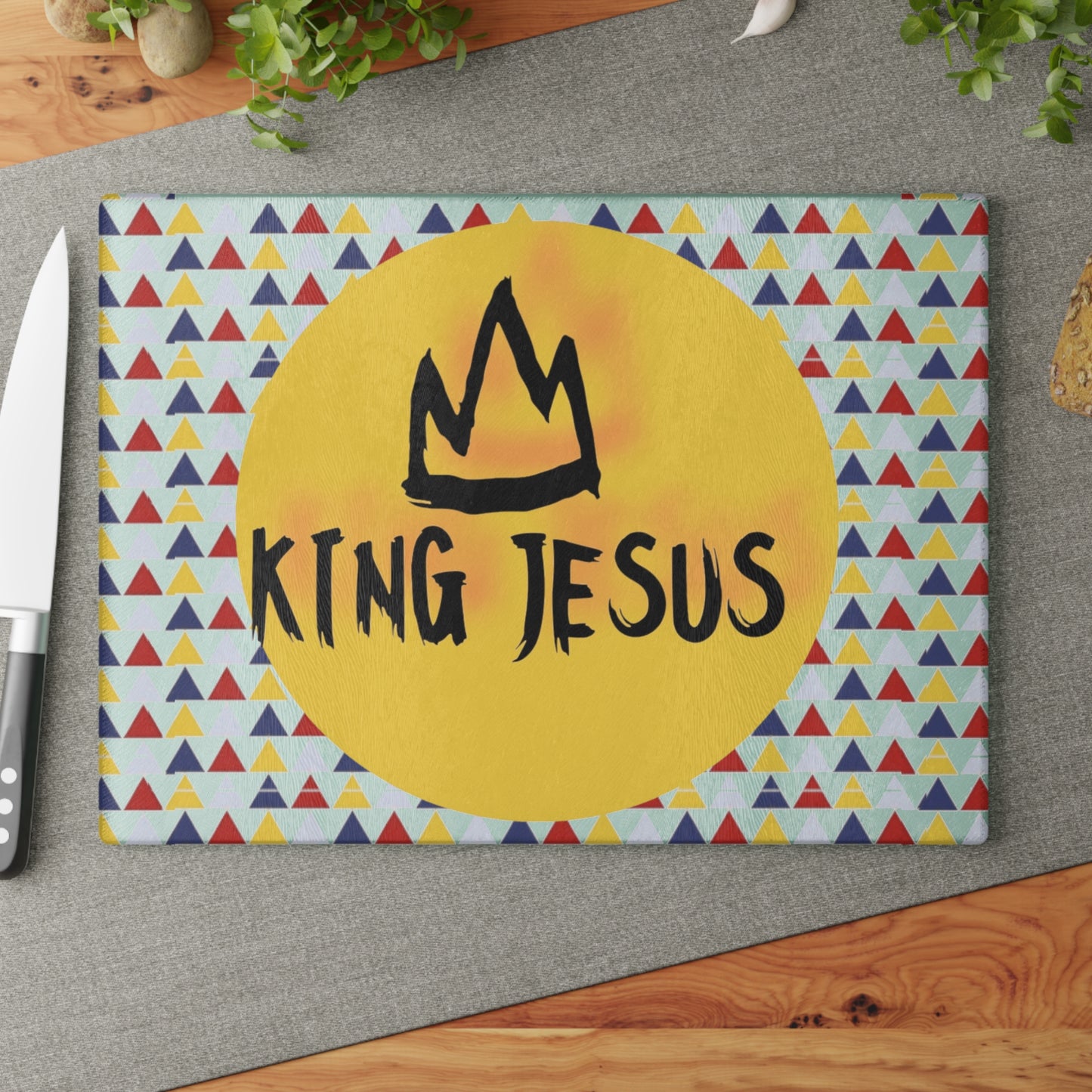 King Jesus Glass Cutting Board