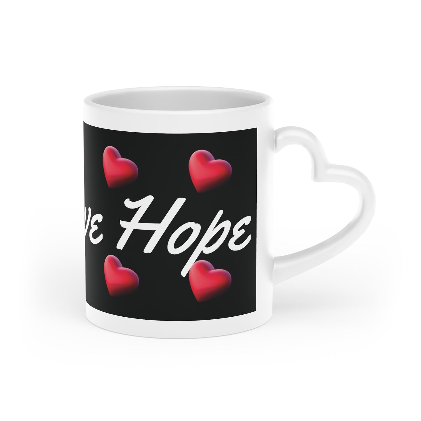 Faith Love and Hope Heart-Shaped Mug