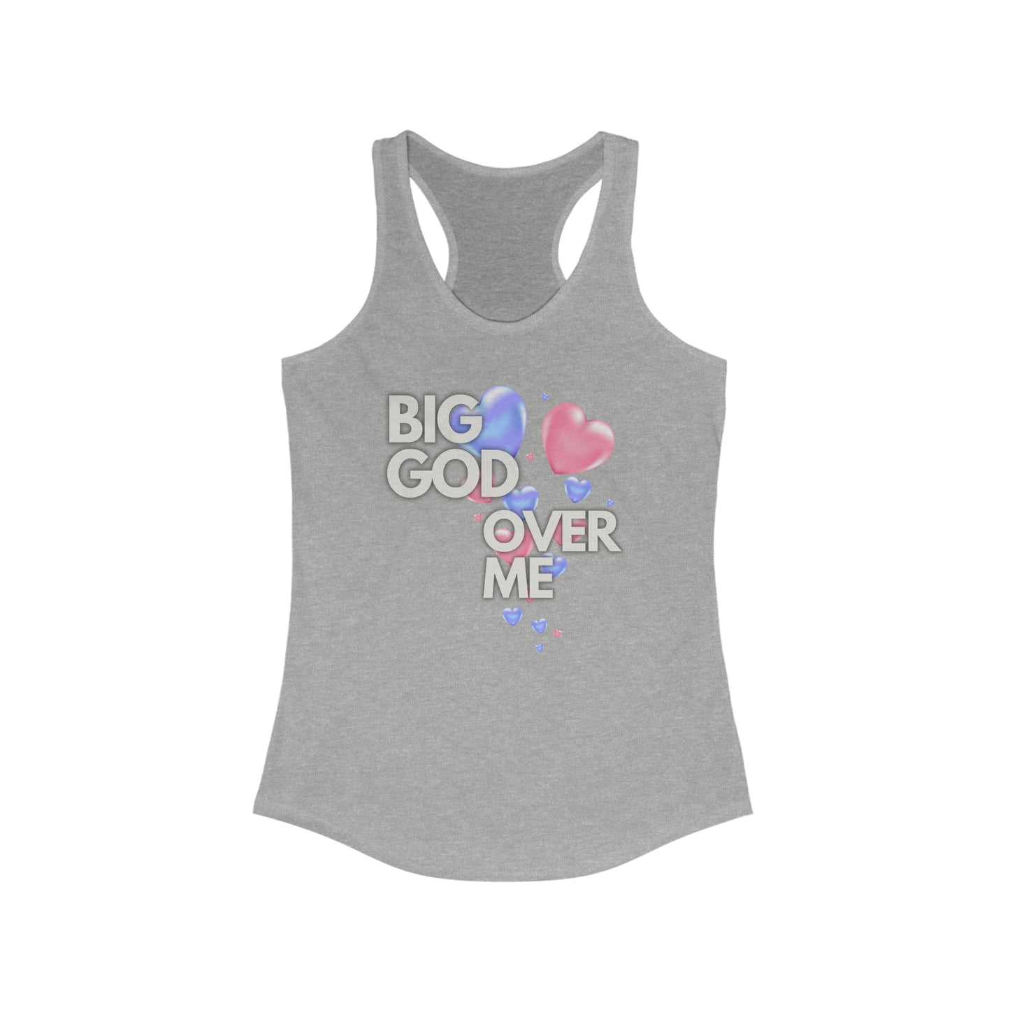 Christian Workout Big God Over Me Inspirational Racerback Tank Top