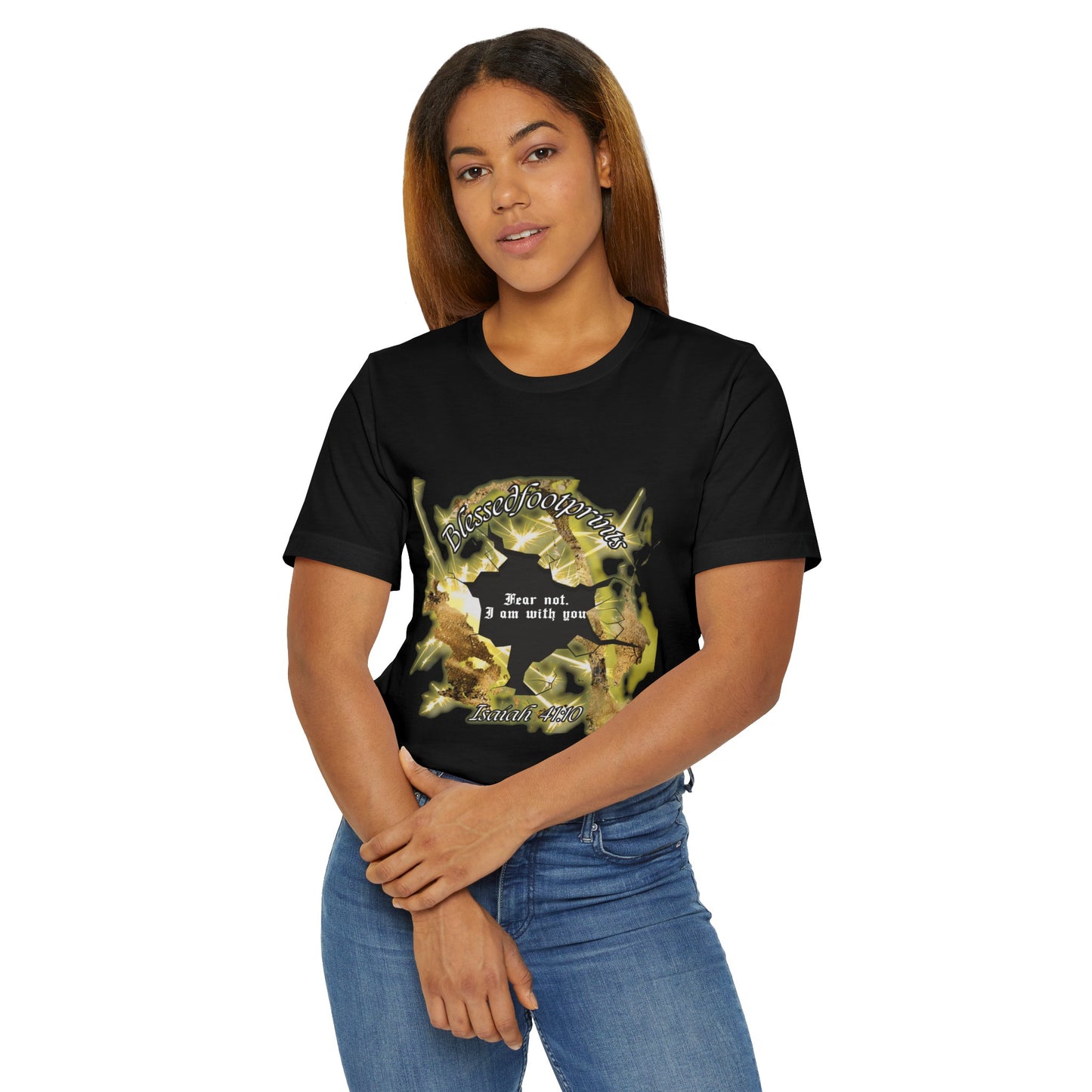 Isaiah 41:10 "Fear Not, I Am With You" Tee - Blessed Footprints Collection