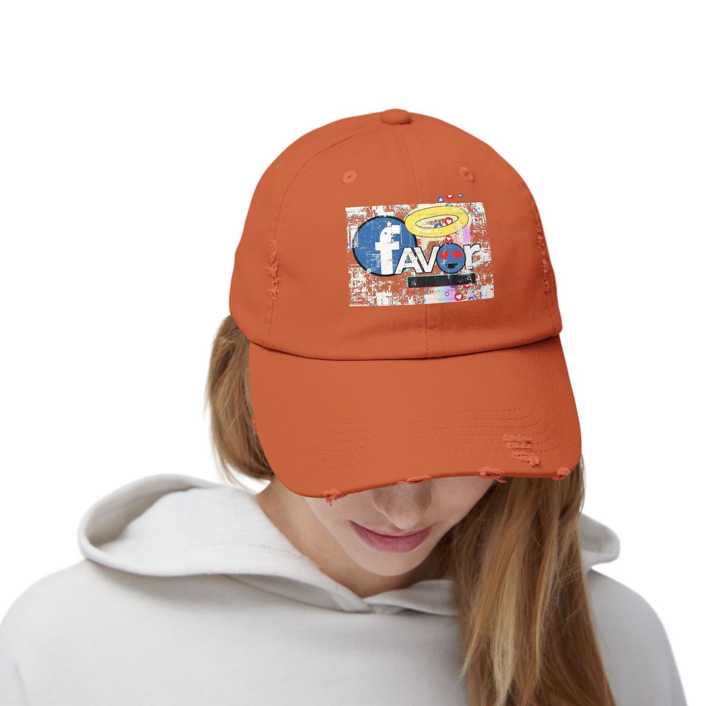 Trendy Favor Distressed Cap with Fun Graphic, Casual Fashion Accessory, Gift for Friends, Summer Vibe, Streetwear Hat, Unisex Style