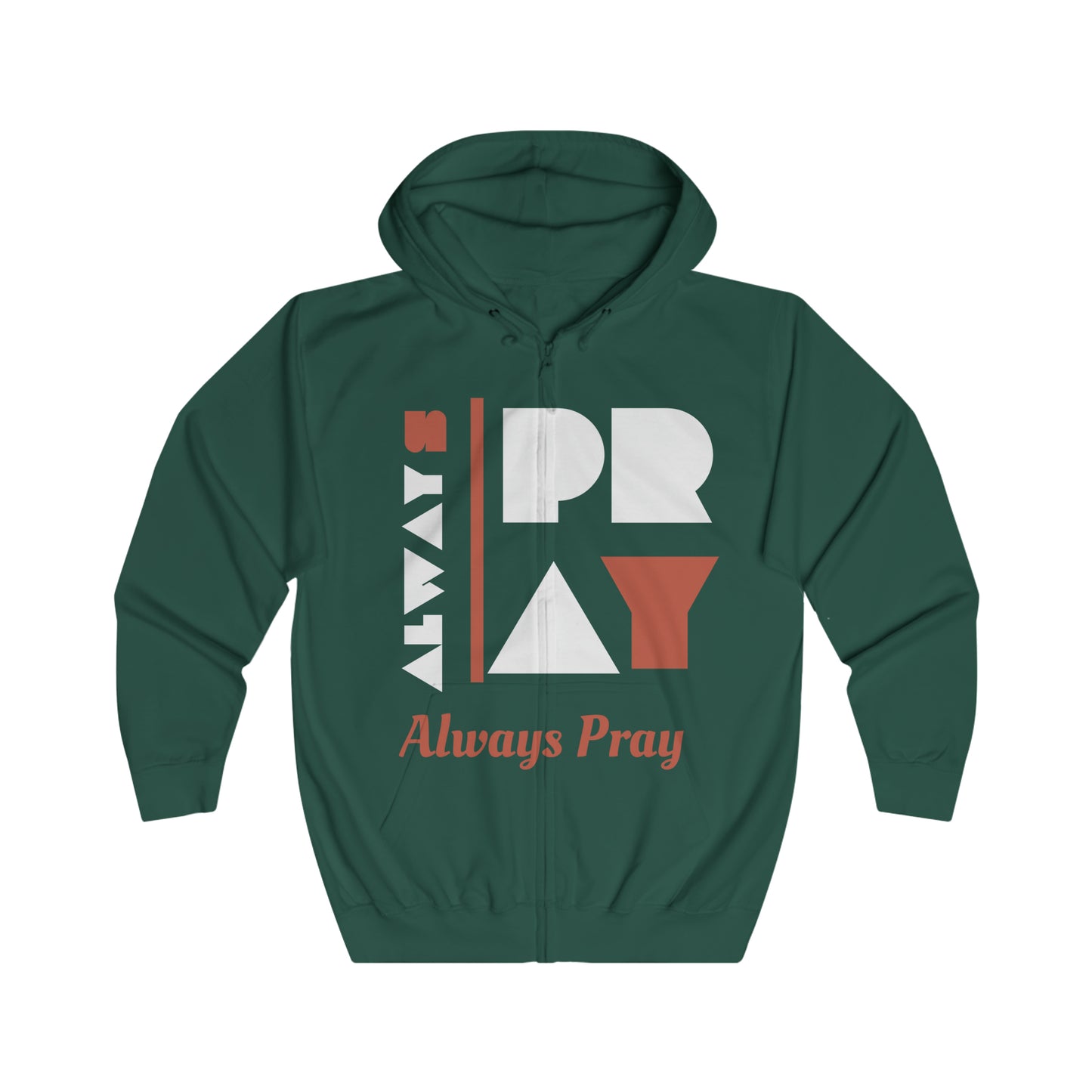 Always Pray Unisex Full Zip Black Essential Hoodie - Comfortable Prayer Apparel for Men and Women