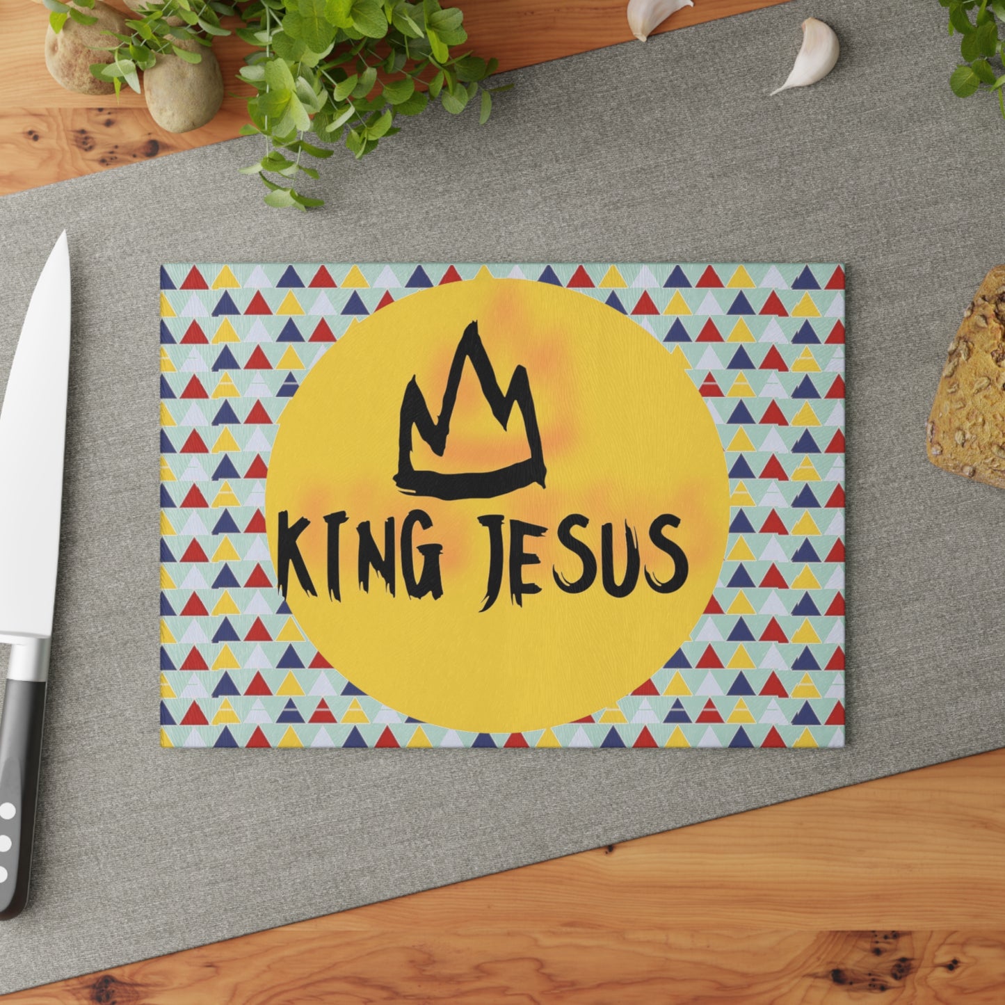 King Jesus Glass Cutting Board