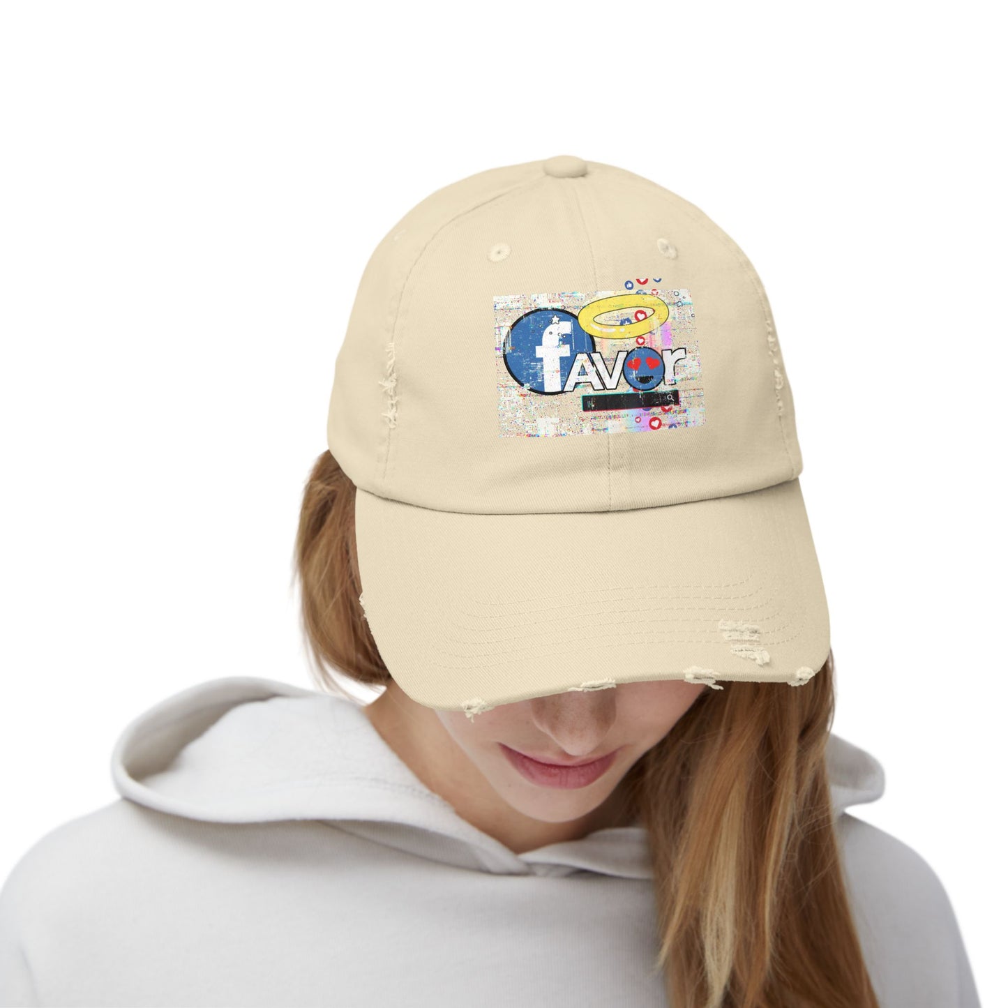 Trendy Favor Distressed Cap with Fun Graphic, Casual Fashion Accessory, Gift for Friends, Summer Vibe, Streetwear Hat, Unisex Style