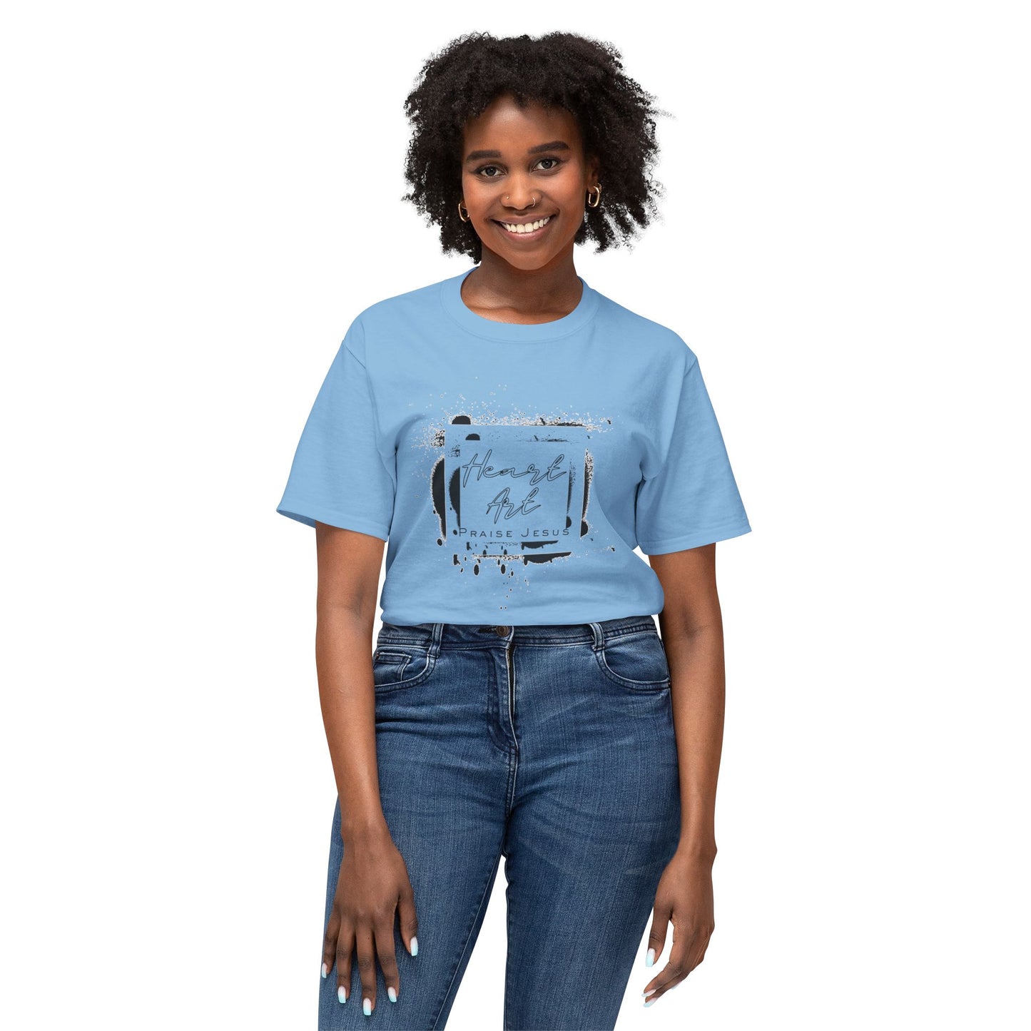 T-shirt with Abstract Squares and Heart Art Praise Jesus
