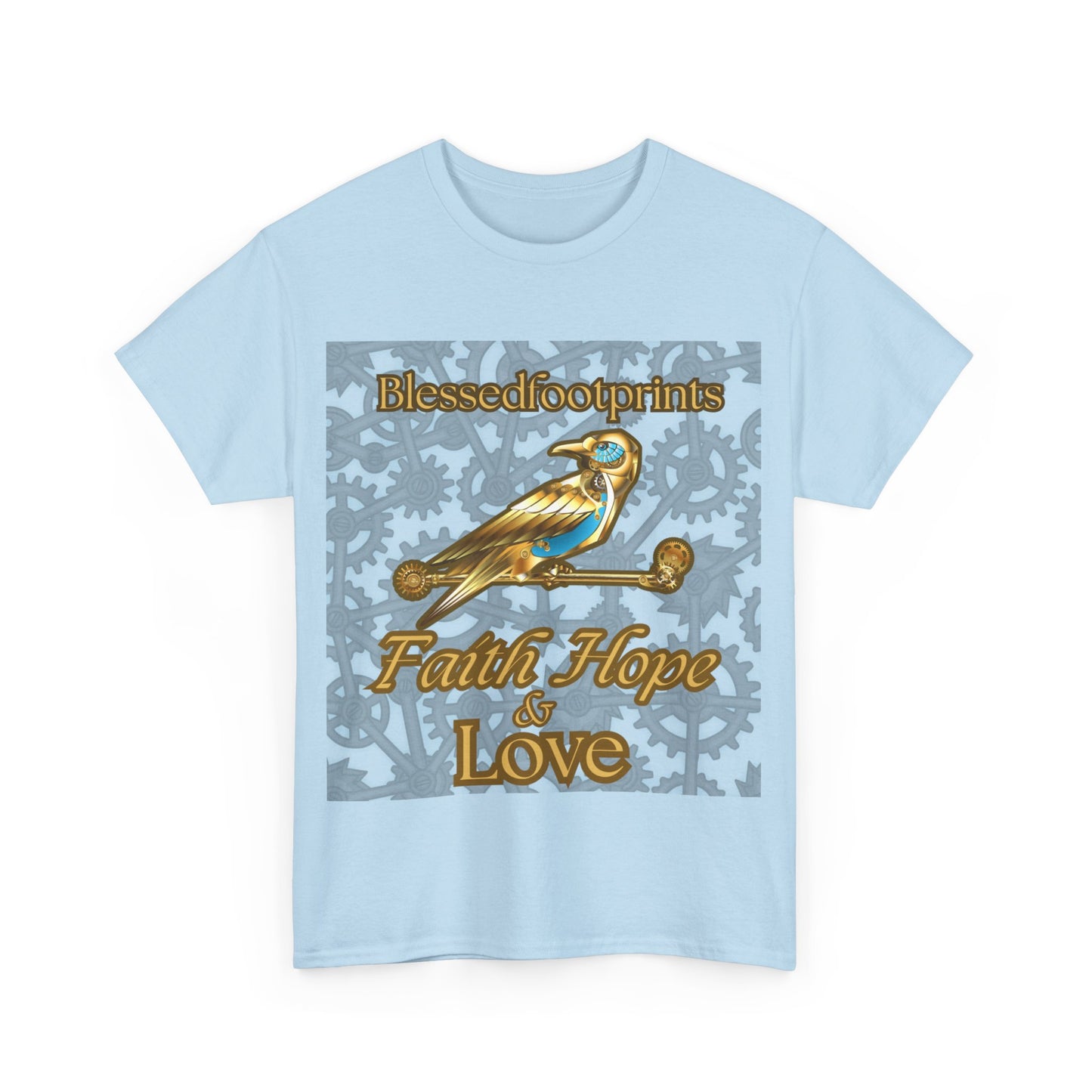 Blessedfootprints "Faith Hope & Love" Steampunk Bird T-Shirt