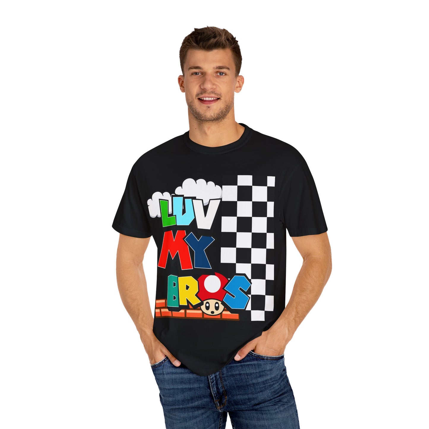 Colorful Retro Gaming T-Shirt, Luv My Bros Shirt, Unisex Tee, Gamer Gift,