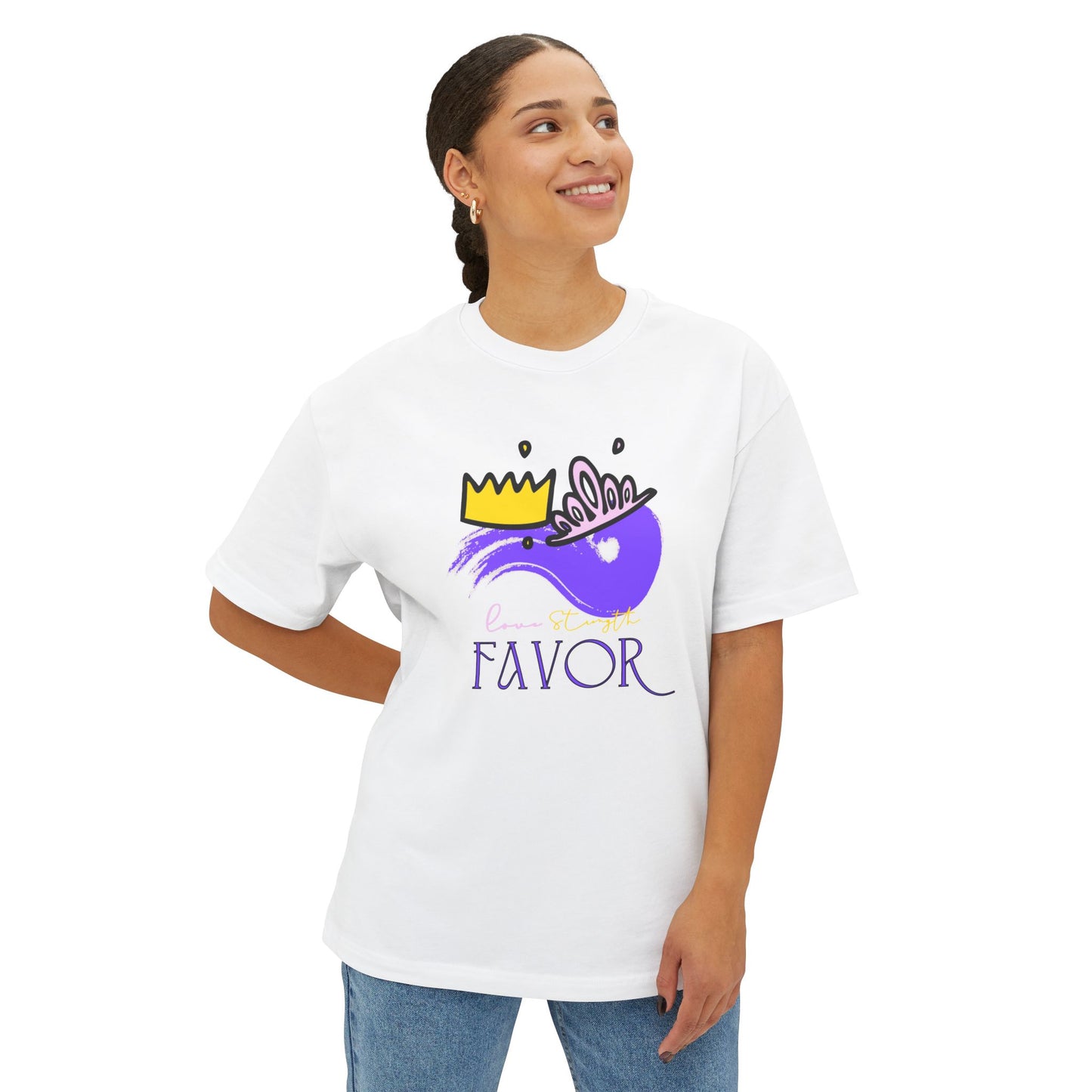 Unisex Oversized Boxy Tee - 'Favor' Crown Design - Stylish Casual Wear
