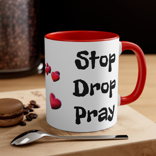 STOP DROP PRAY Accent Coffee Mug, 11oz