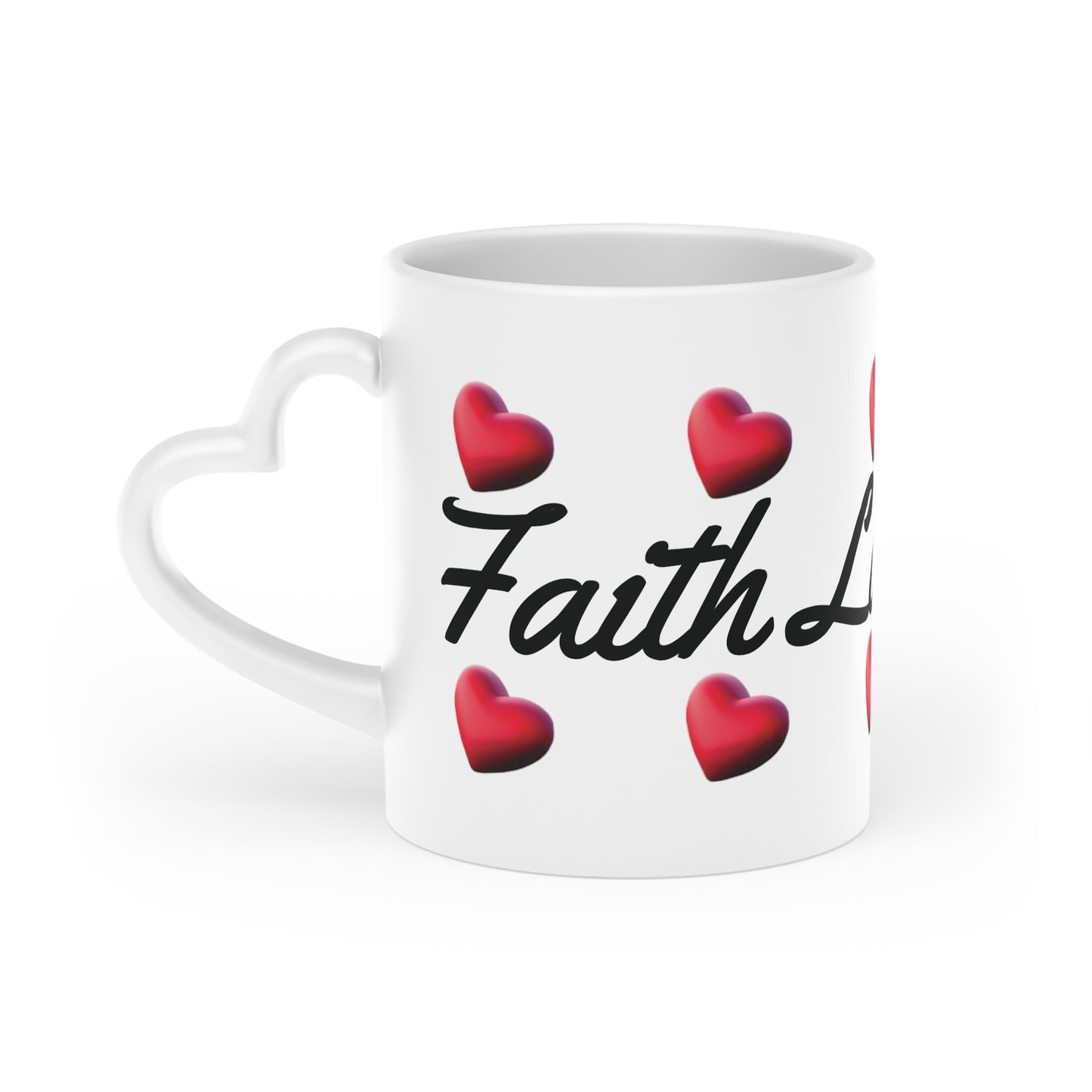 Love and Hope Heart-Shaped Mug- White