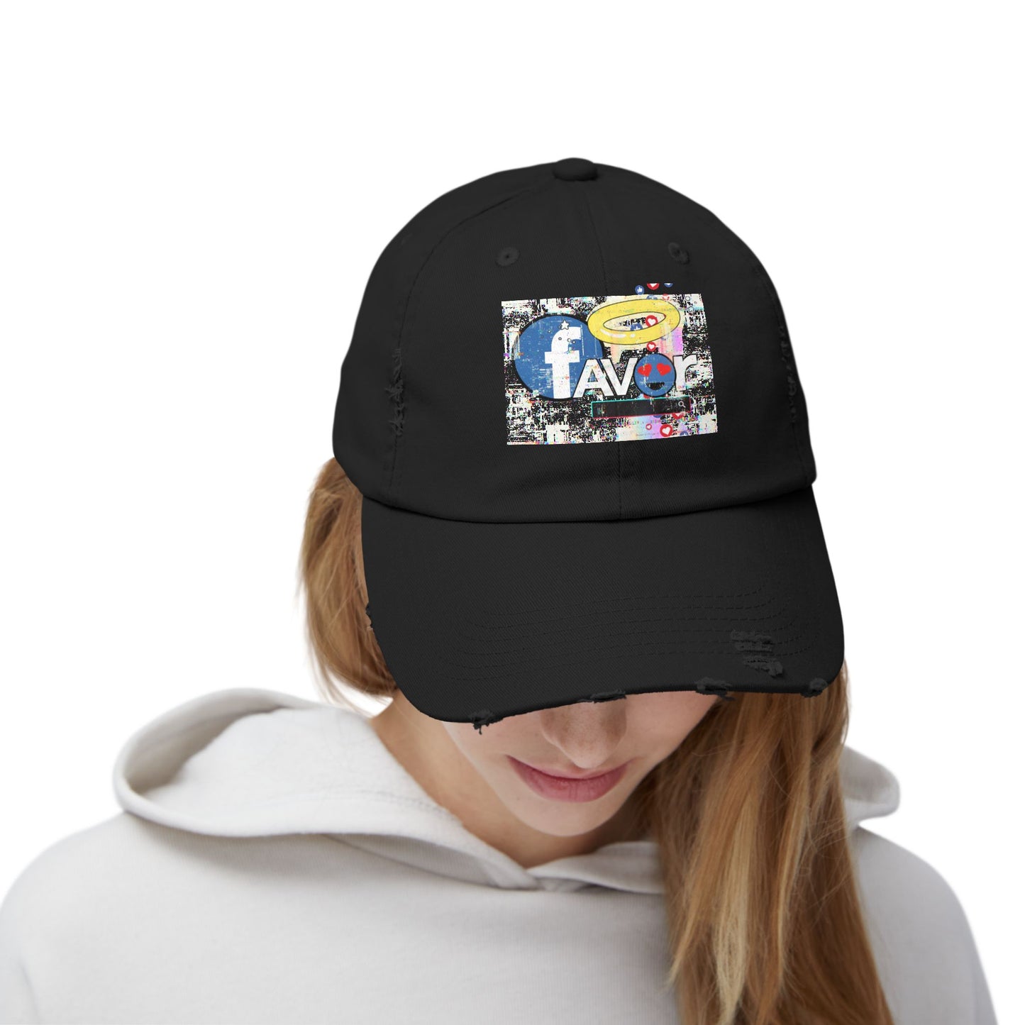 Trendy Favor Distressed Cap with Fun Graphic, Casual Fashion Accessory, Gift for Friends, Summer Vibe, Streetwear Hat, Unisex Style