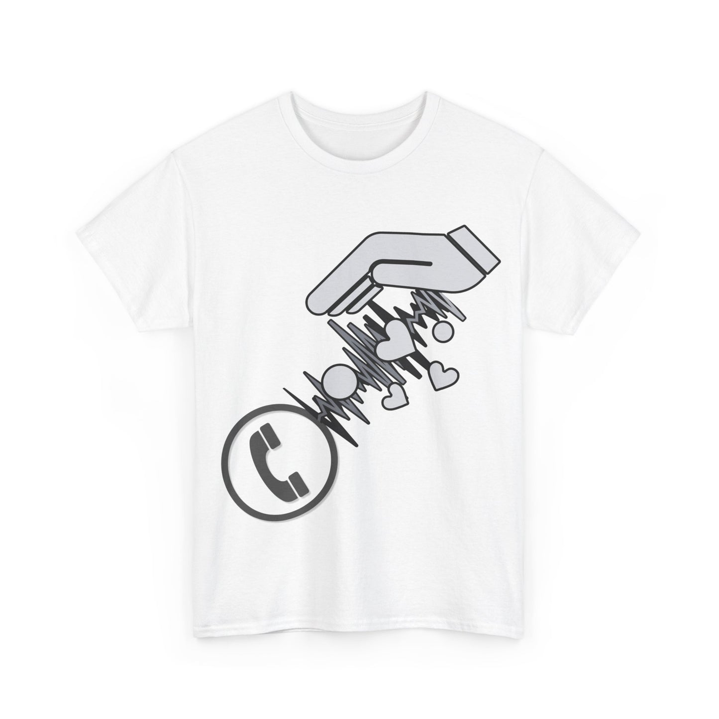 Unisex Heavy Cotton Tee with Phone Icon and Sound Waves Graphic - "Pouring Love from Above"