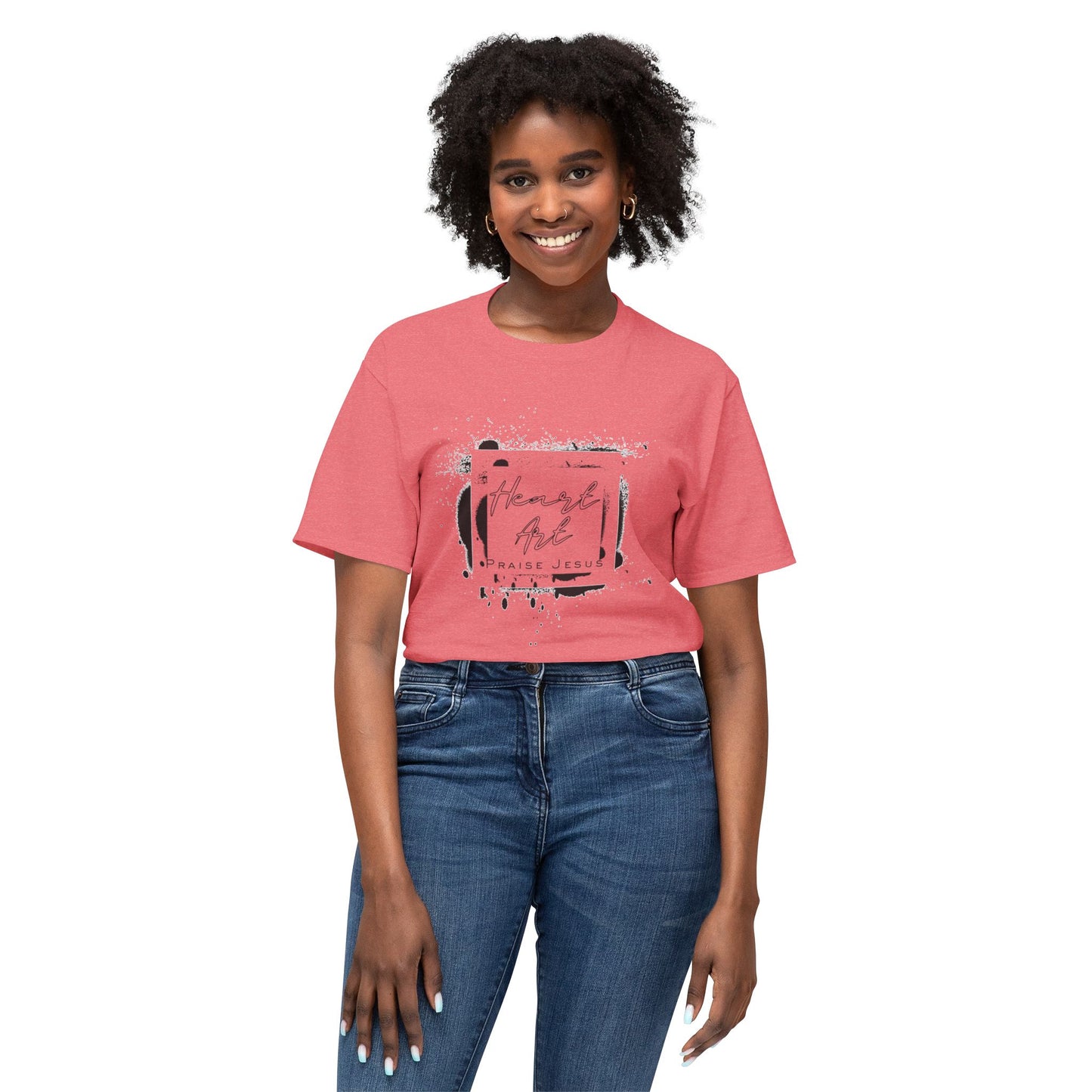 T-shirt with Abstract Squares and Heart Art Praise Jesus