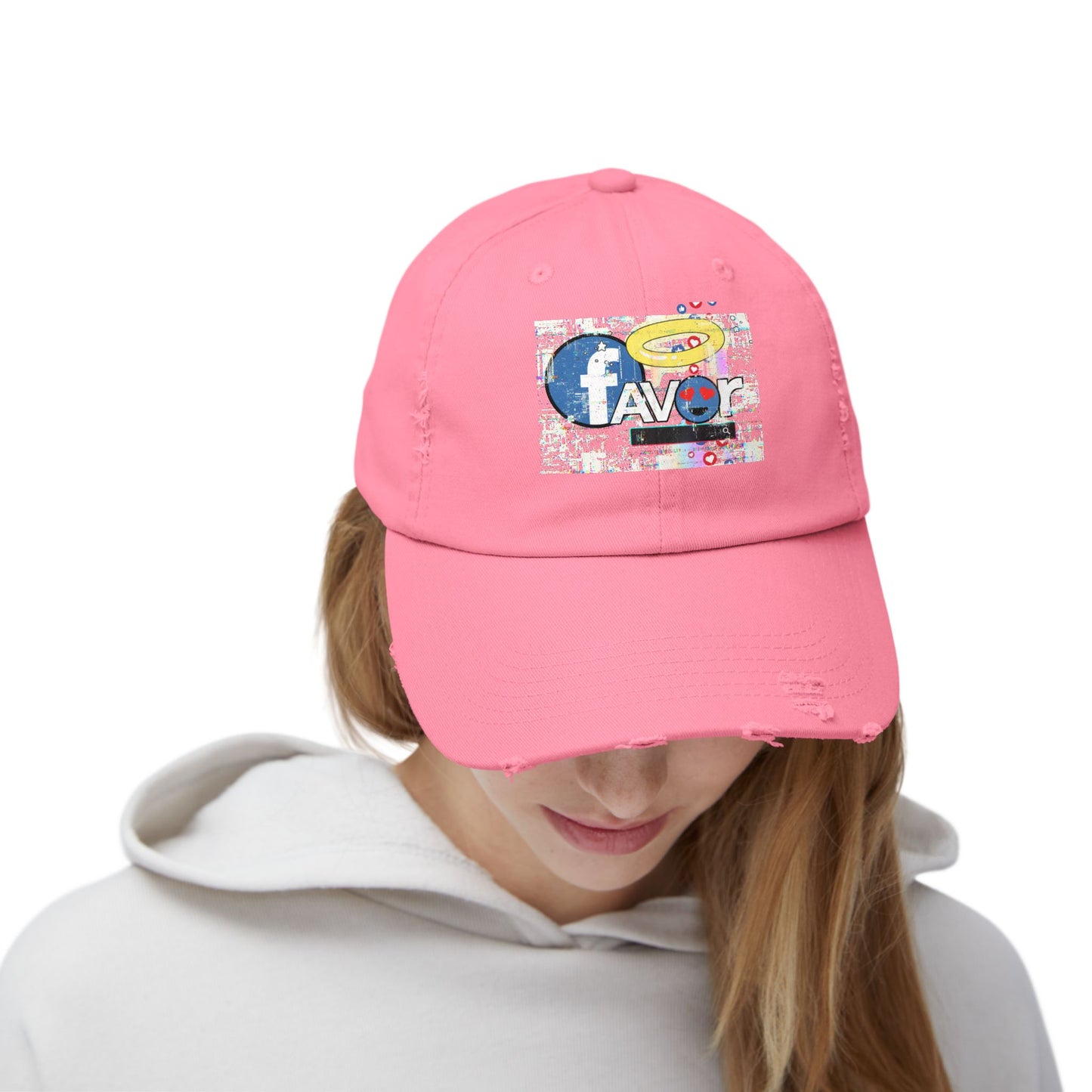 Trendy Favor Distressed Cap with Fun Graphic, Casual Fashion Accessory, Gift for Friends, Summer Vibe, Streetwear Hat, Unisex Style