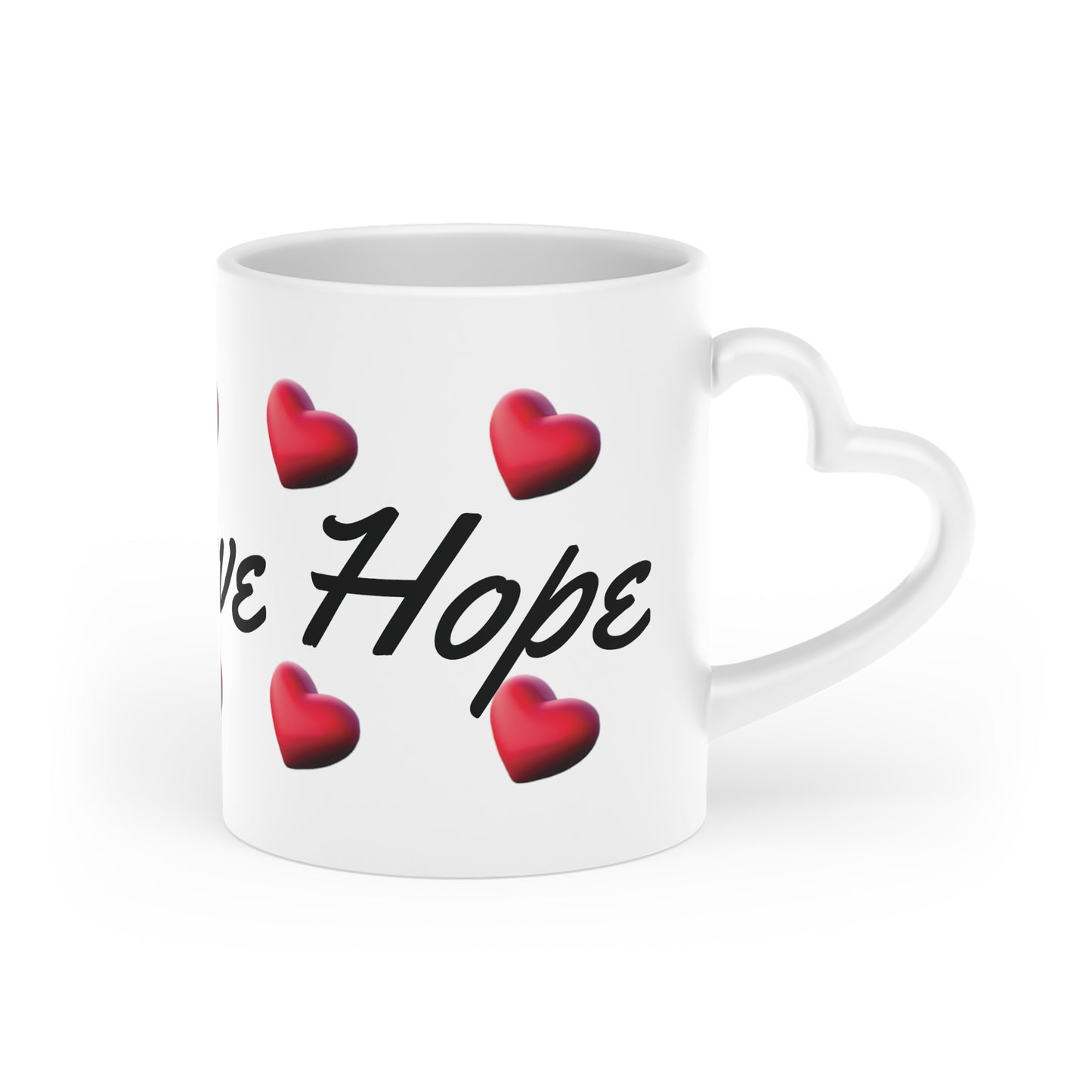 Love and Hope Heart-Shaped Mug- White