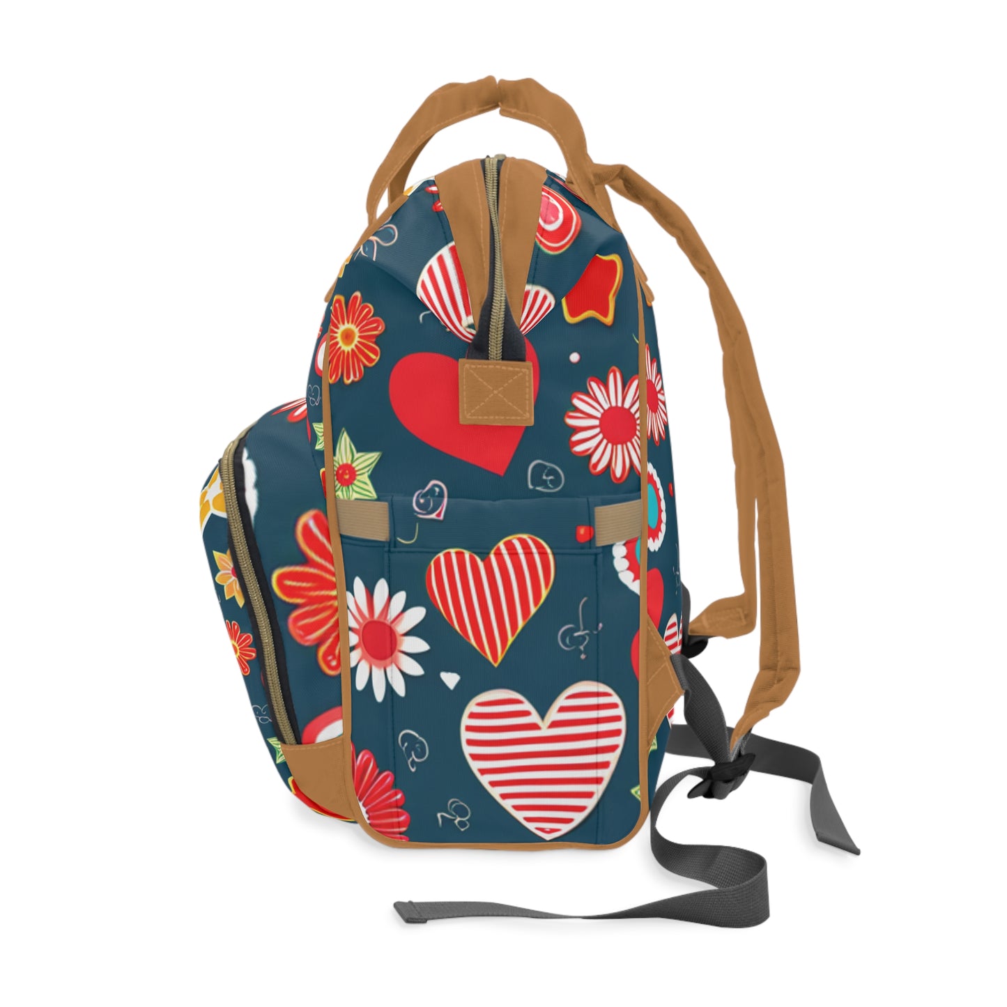 Hearts Stars and Flowers Multifunctional Diaper Backpack