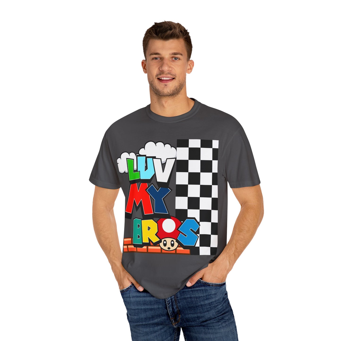 Colorful Retro Gaming T-Shirt, Luv My Bros Shirt, Unisex Tee, Gamer Gift,