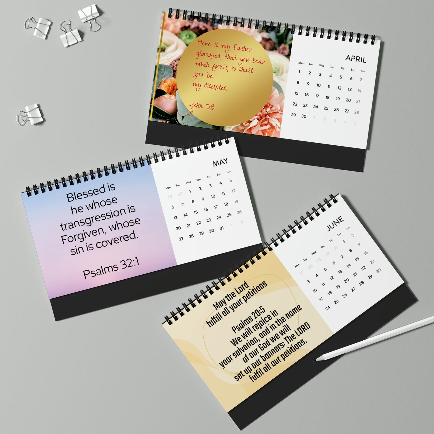 God's Blessed Word Simplex Desk Calendar 2024 grid