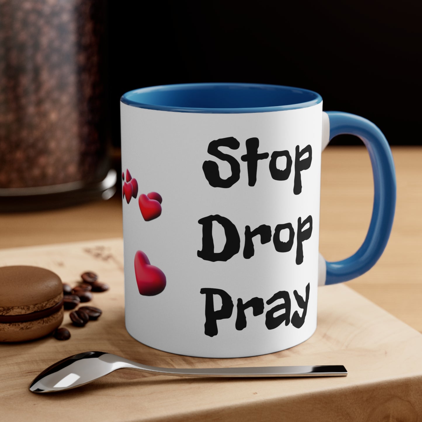 STOP DROP PRAY Accent Coffee Mug, 11oz