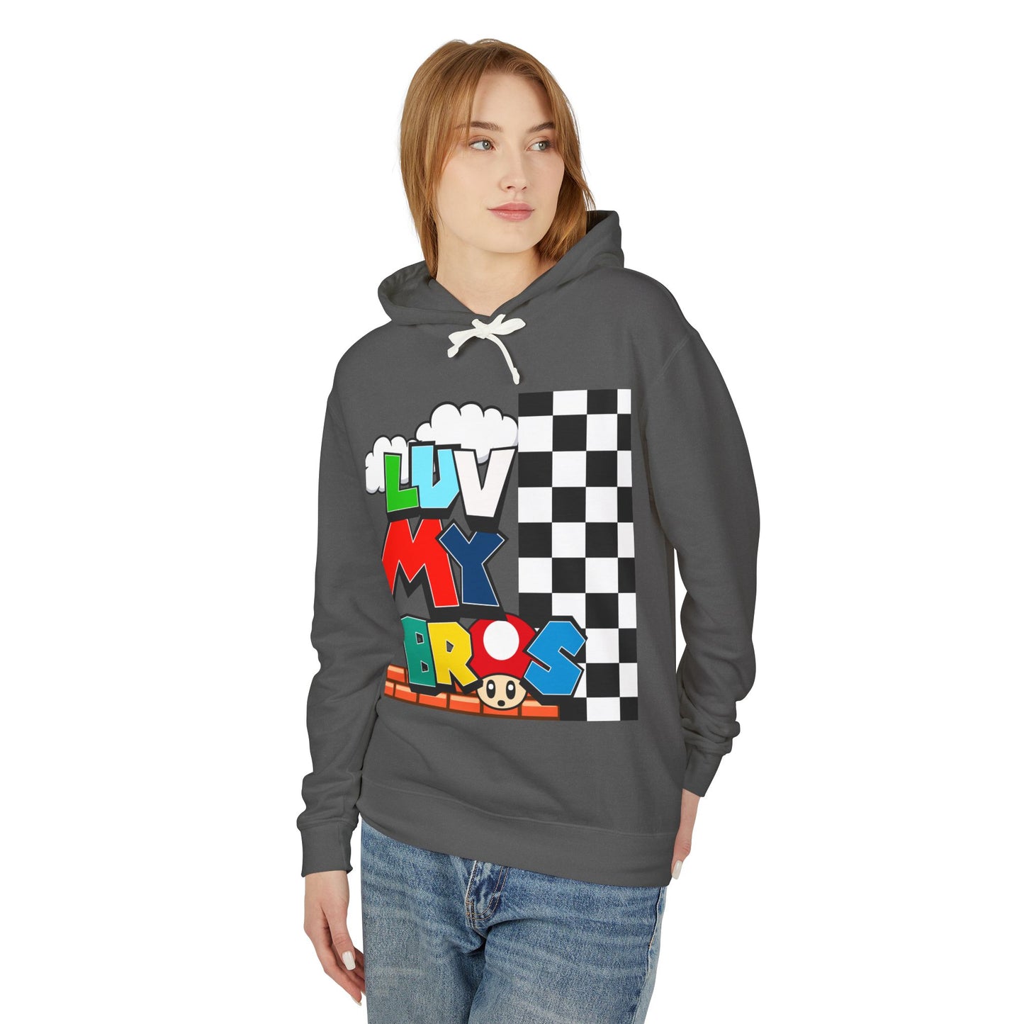 Unisex Lightweight Hooded Sweatshirt with Luv My Bros Design | Gaming Apparel, Casual Wear, Gift Idea, Cozy Hoodie, Fan Merchandise