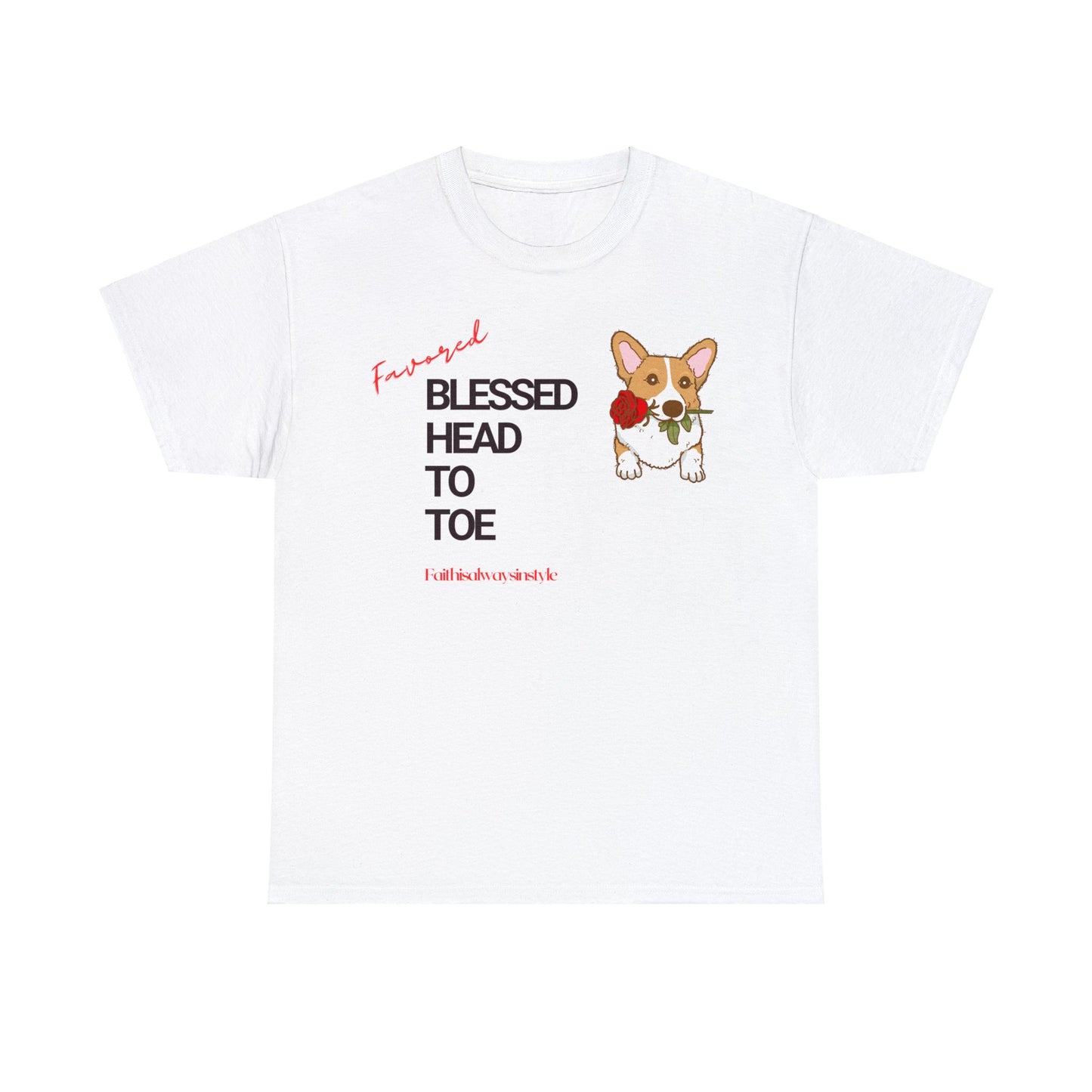 Blessed Head to Toe Corgi Cotton Tee: Embrace Gratitude!"