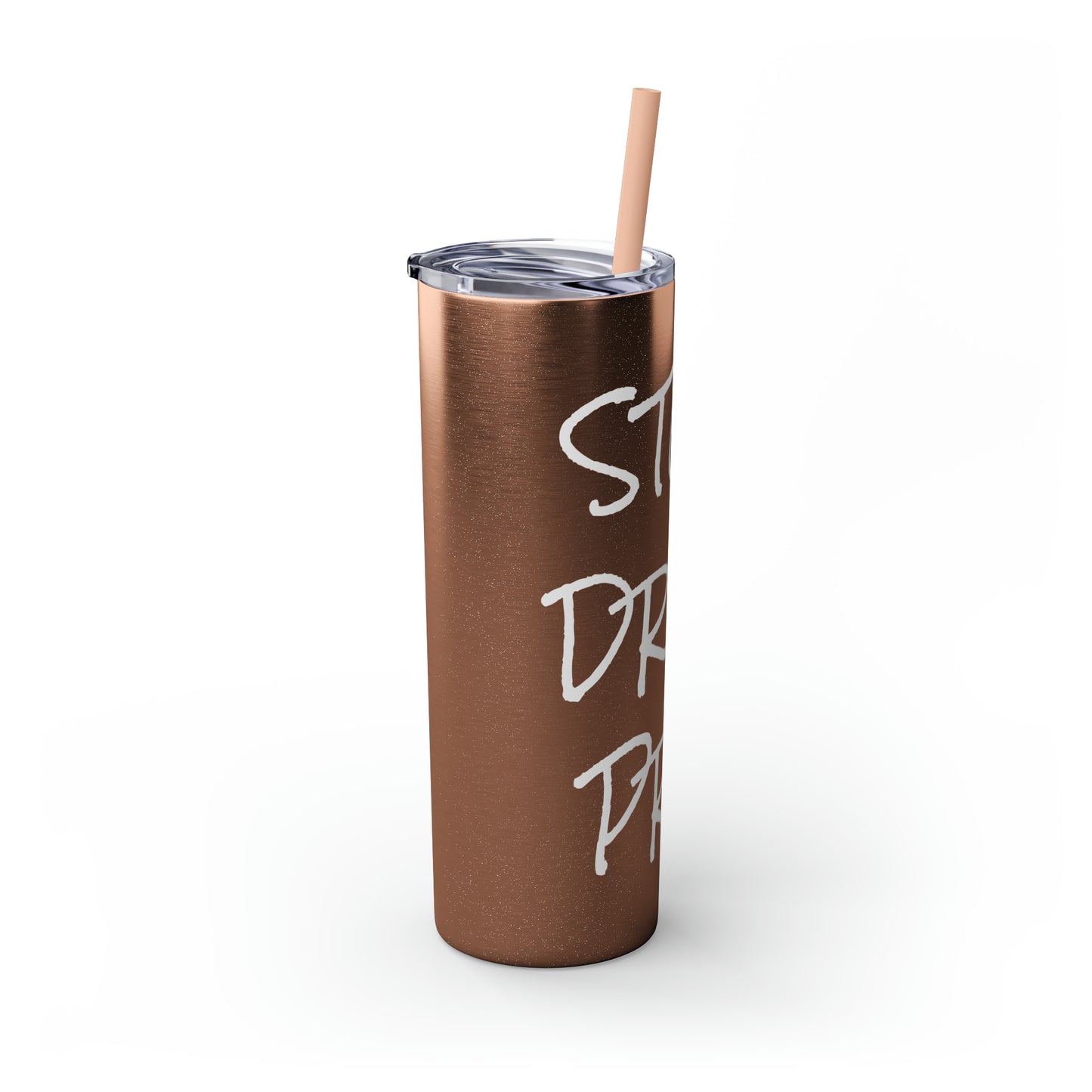 Stop Drop Pray Skinny Tumbler with Straw, 20oz