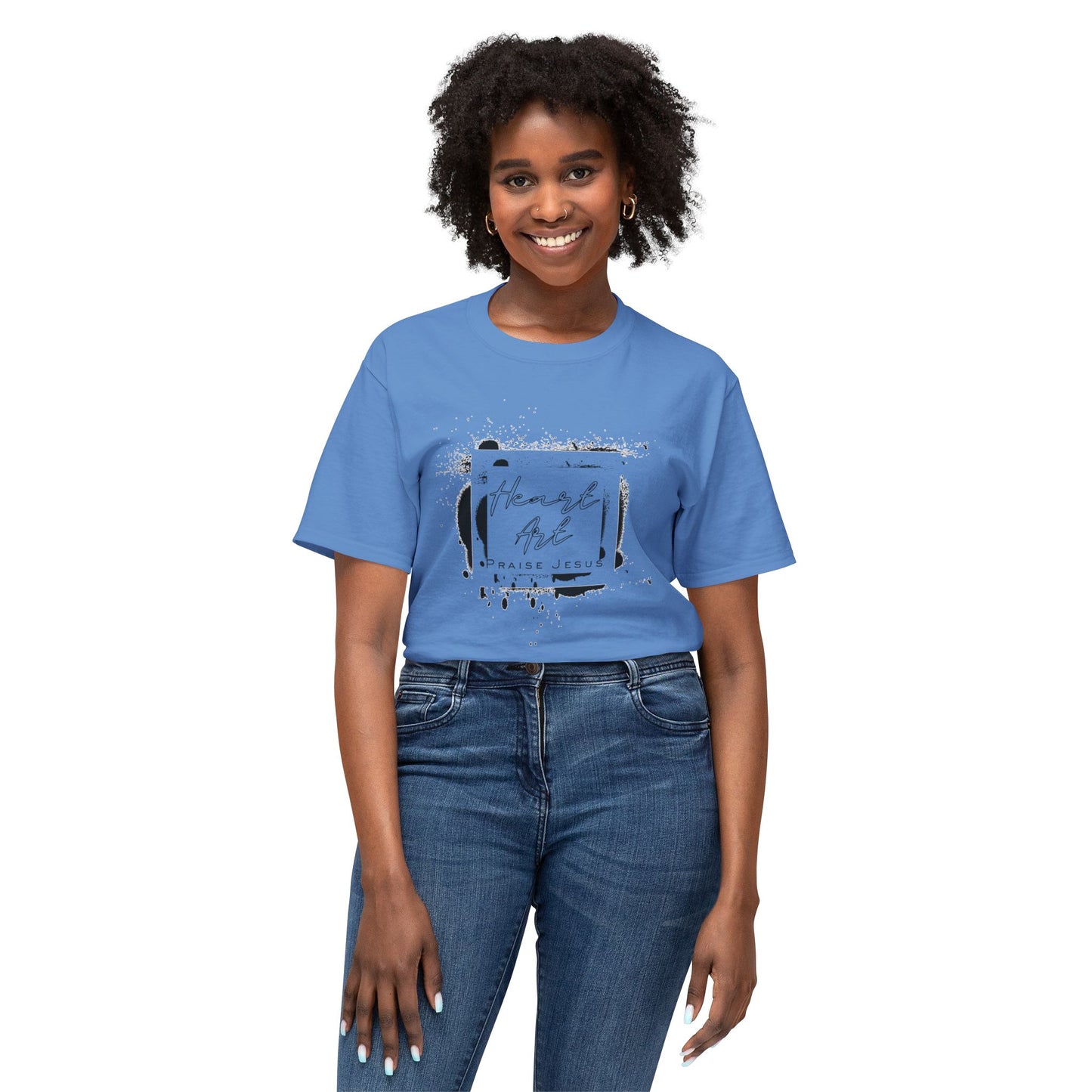 T-shirt with Abstract Squares and Heart Art Praise Jesus