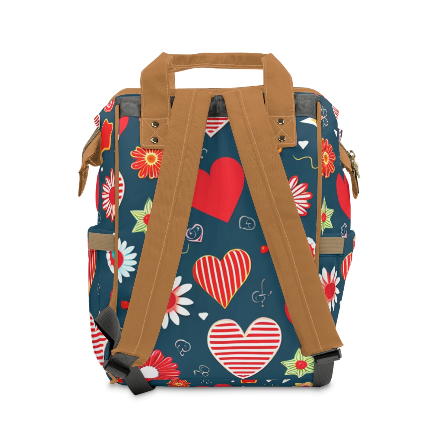 Hearts Stars and Flowers Multifunctional Diaper Backpack