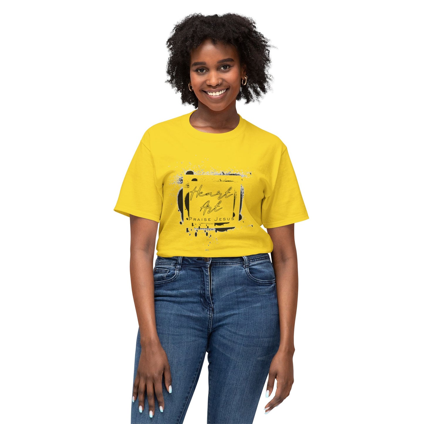 T-shirt with Abstract Squares and Heart Art Praise Jesus