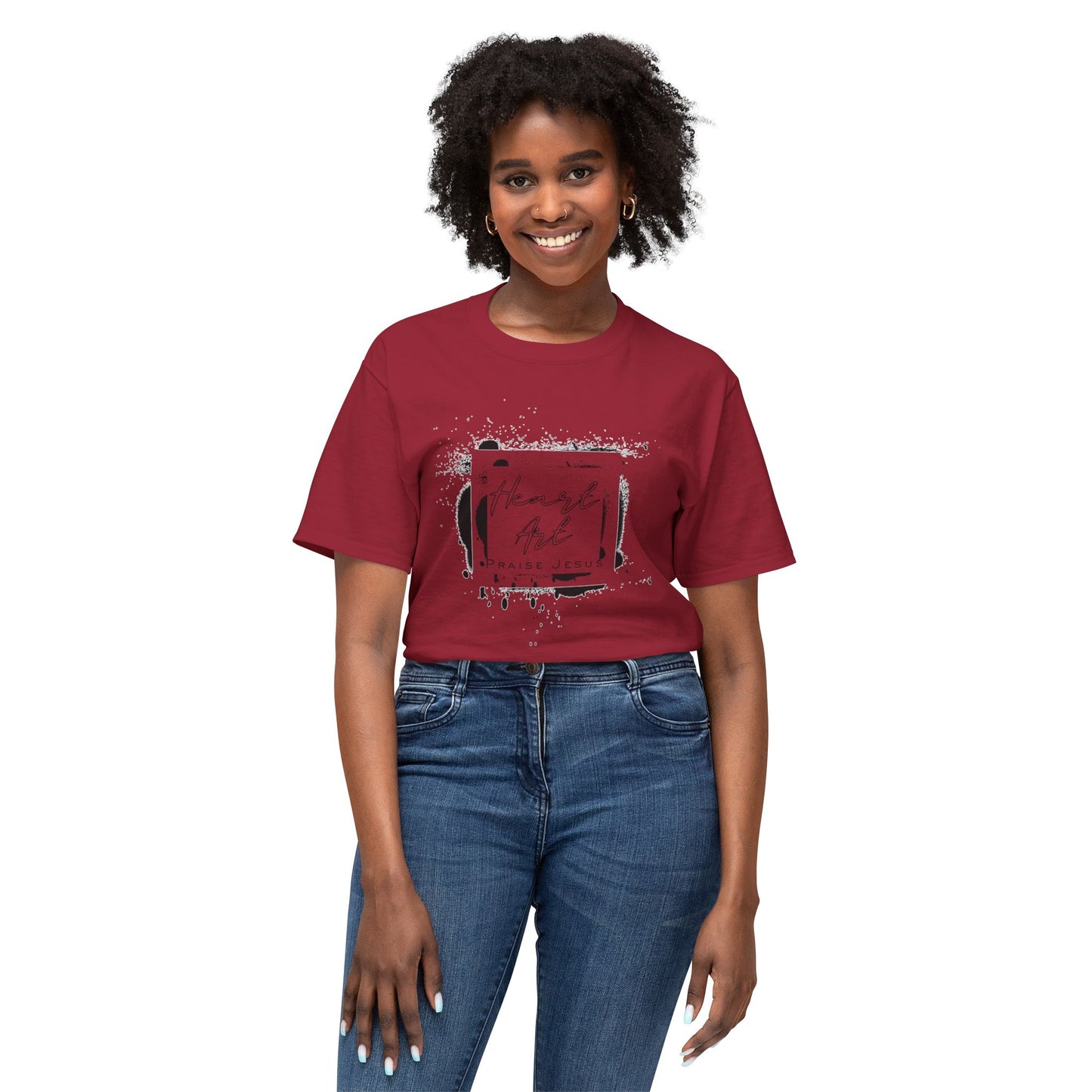 T-shirt with Abstract Squares and Heart Art Praise Jesus