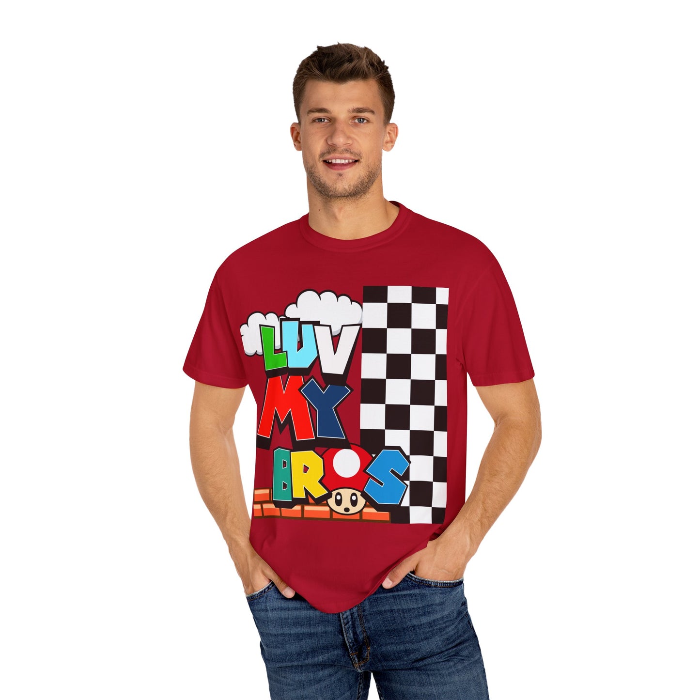 Colorful Retro Gaming T-Shirt, Luv My Bros Shirt, Unisex Tee, Gamer Gift,