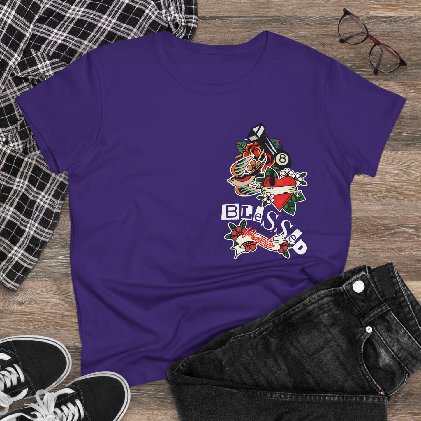 Vintage-Inspired Blessed Women's Midweight Cotton Tee