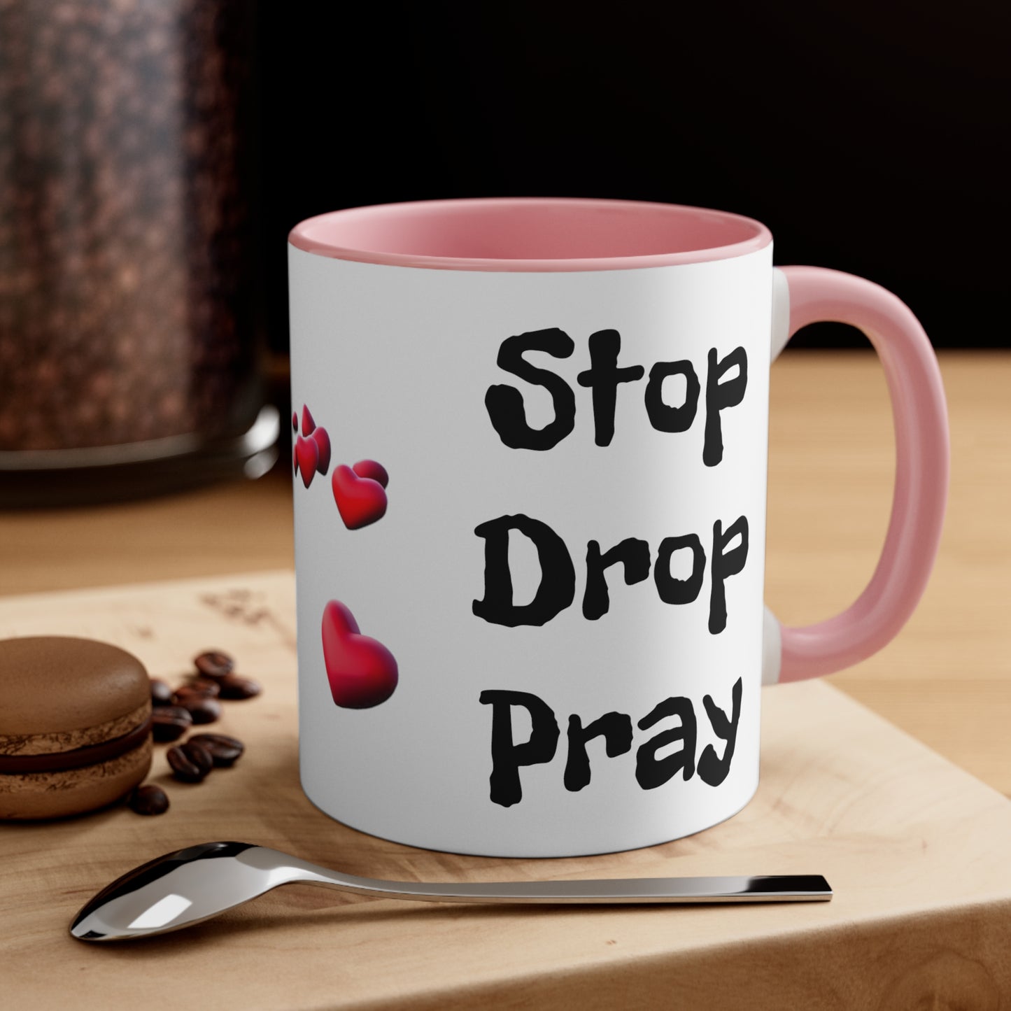 STOP DROP PRAY Accent Coffee Mug, 11oz