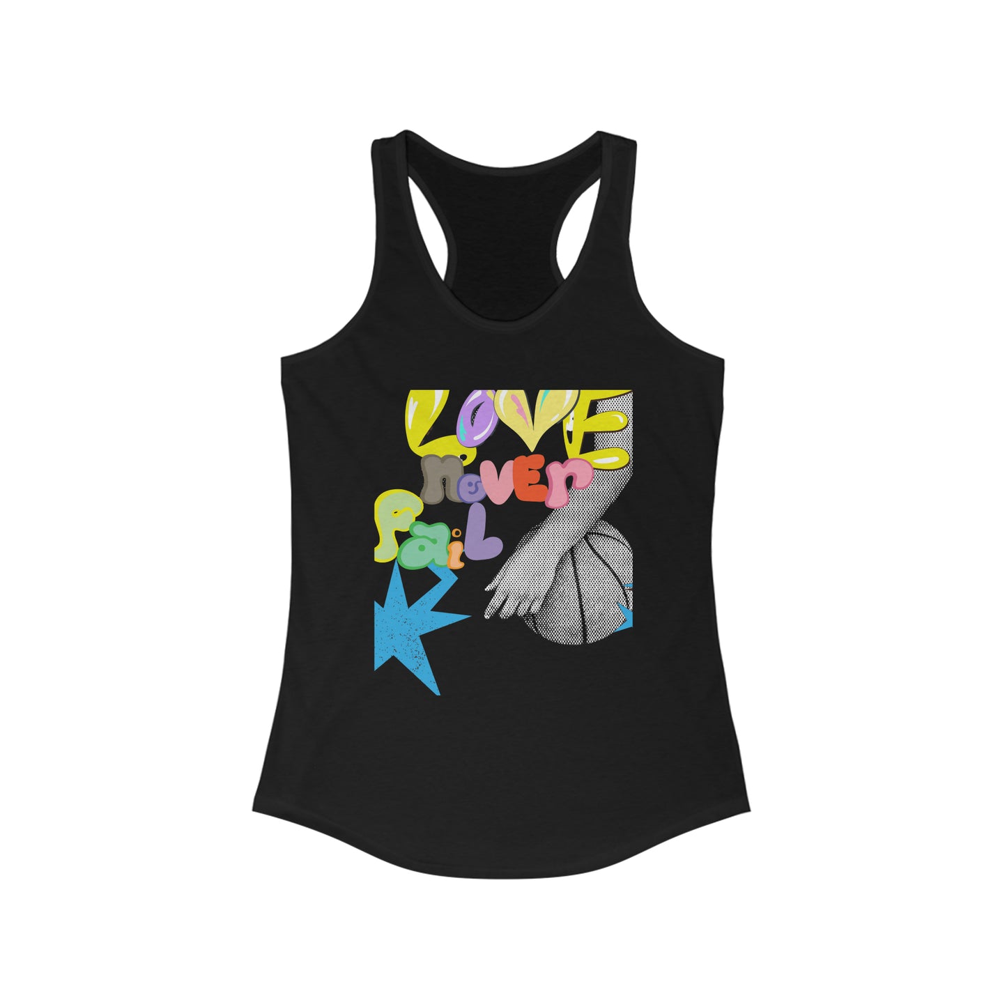 Love Never Fails Women's Ideal Racerback Tank