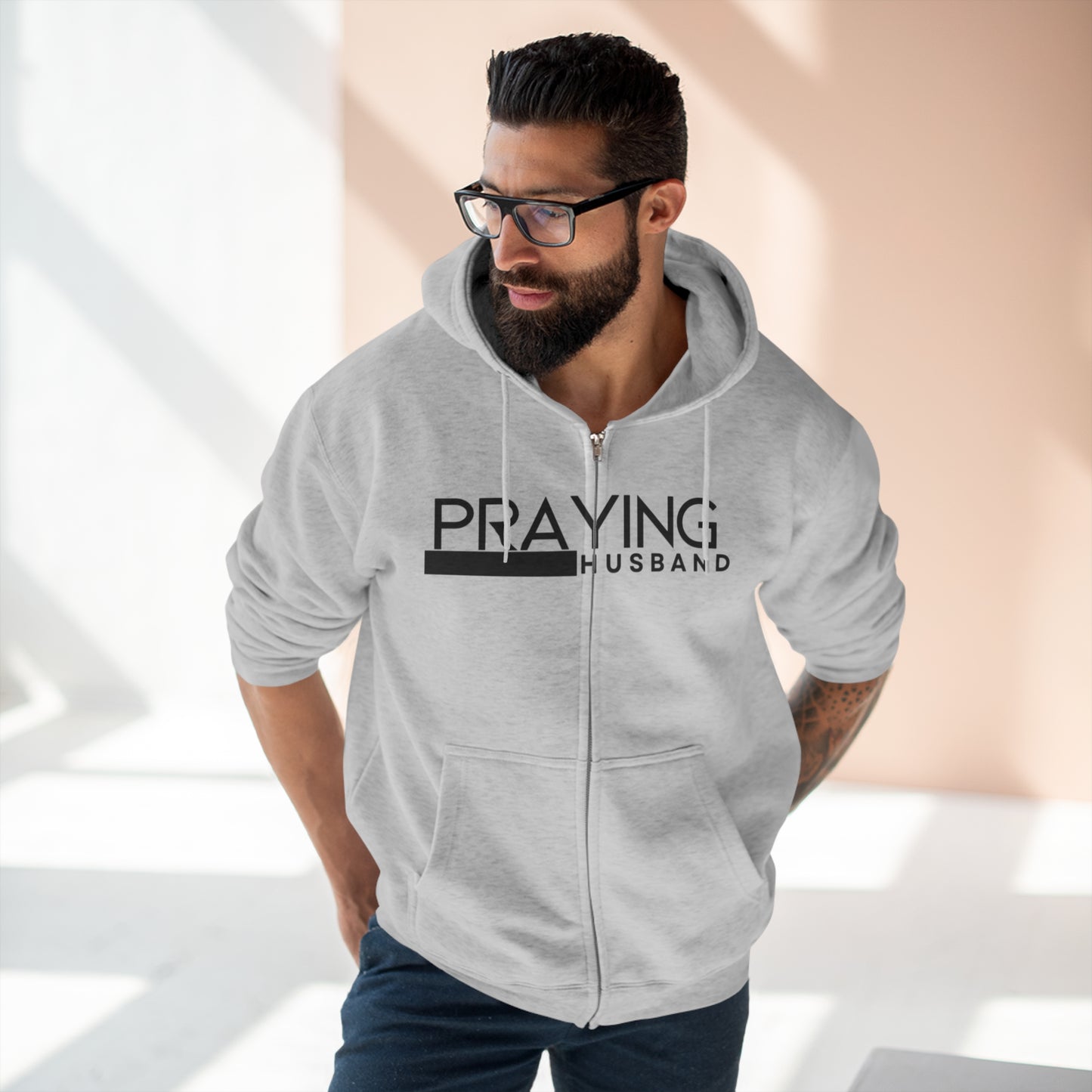 Praying Husband Men's Zip Hoodie