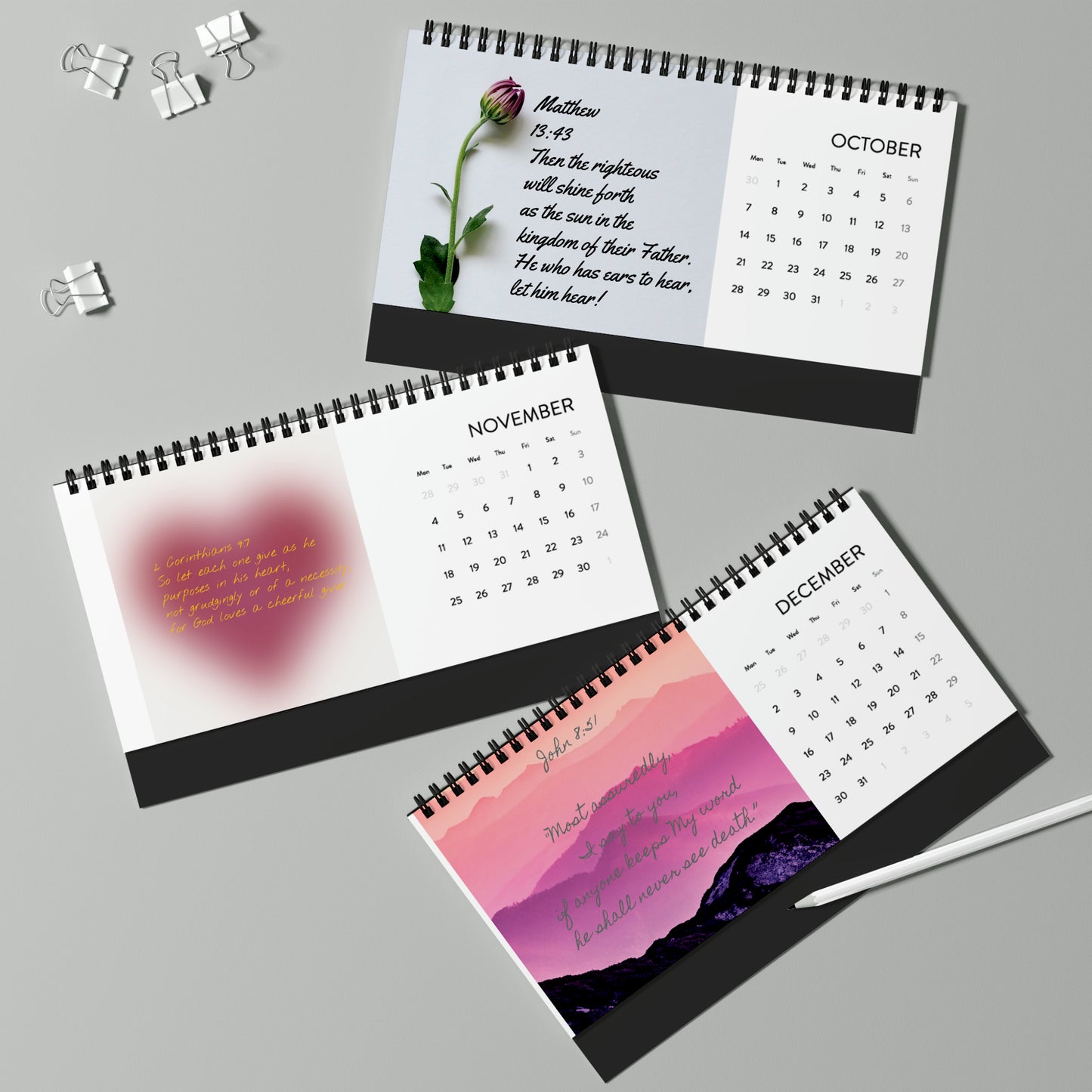 God's Blessed Word Simplex Desk Calendar 2024 grid