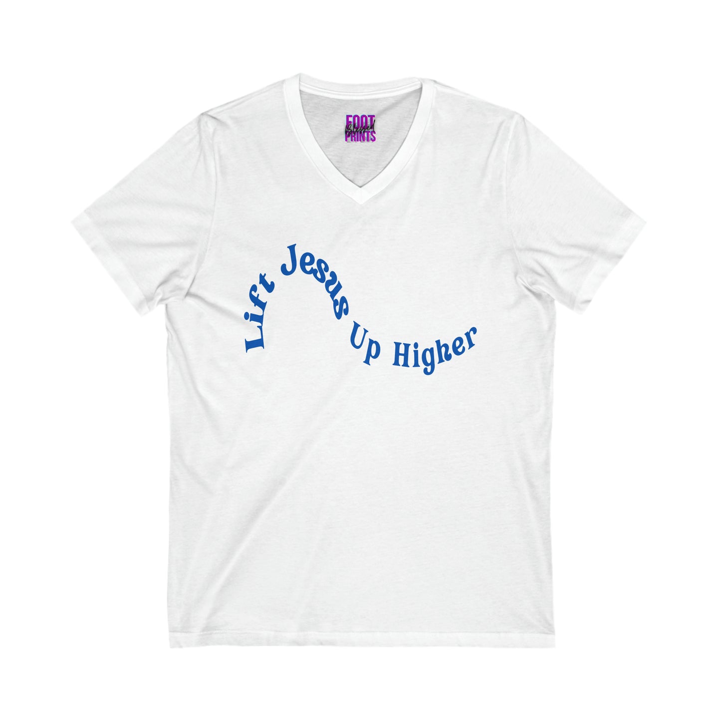 Lift Jesus Up Higher Unisex Jersey Short Sleeve V-Neck Tee