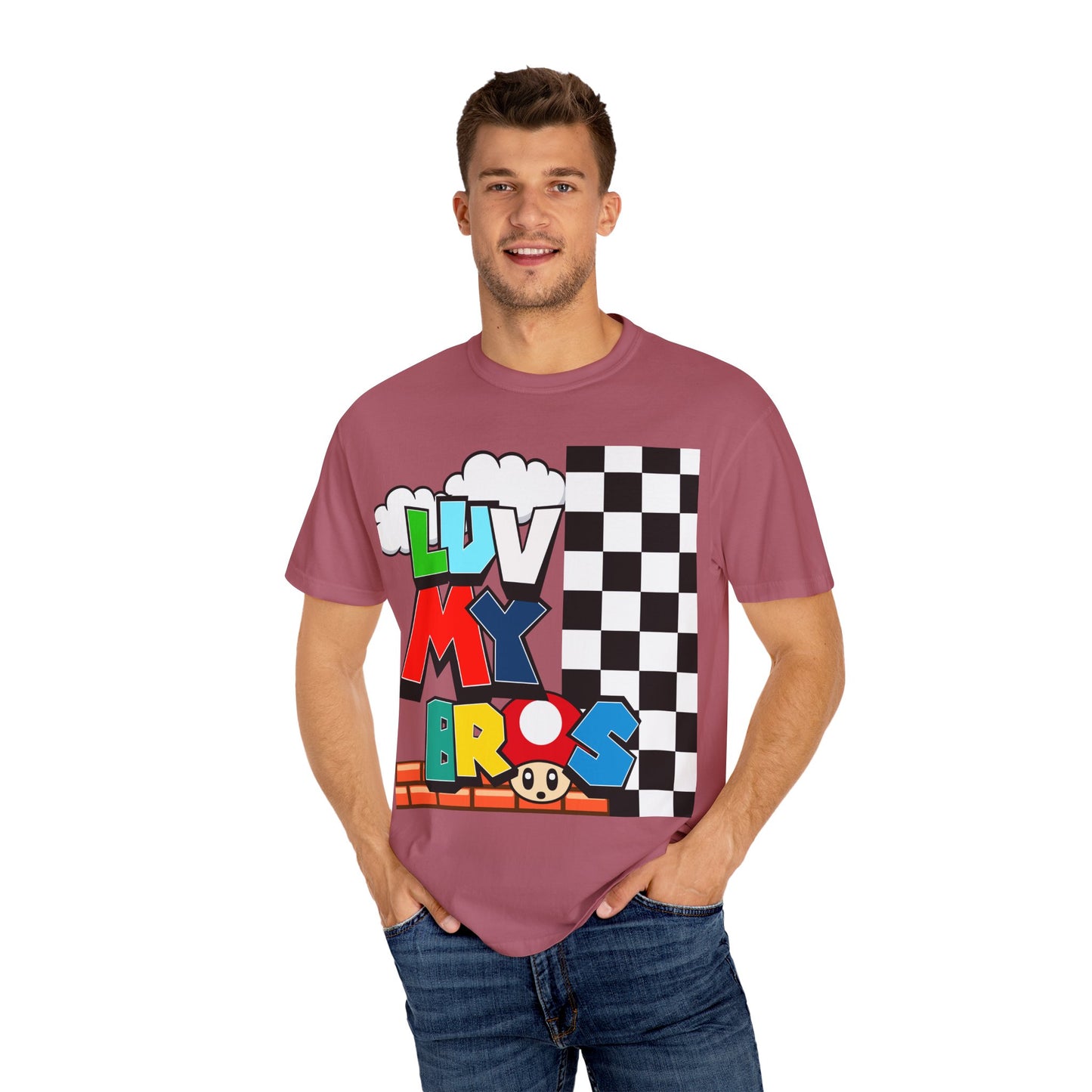 Colorful Retro Gaming T-Shirt, Luv My Bros Shirt, Unisex Tee, Gamer Gift,