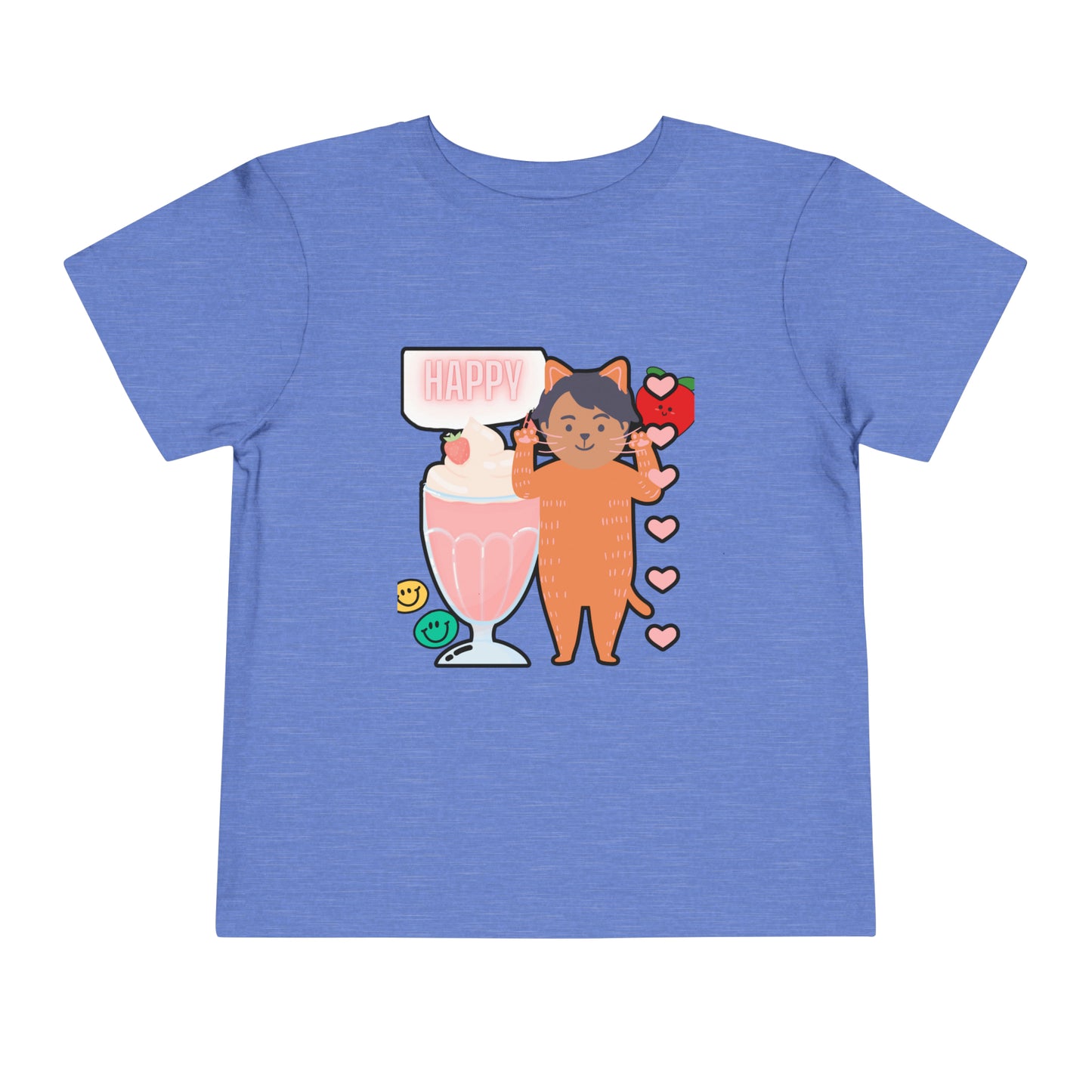Adorable Toddler T-Shirt: Love is Purrrfect with Cute Cat and Milkshake Design
